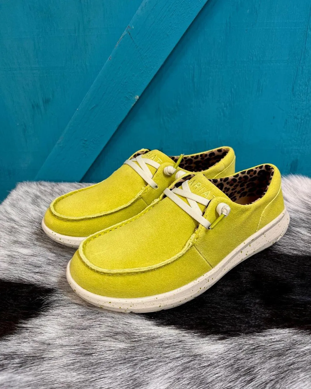 Zip Up Ariat Women's Electric Lime Yellow-Green Hilo Suede Moc Toe Casual Shoes 10050970