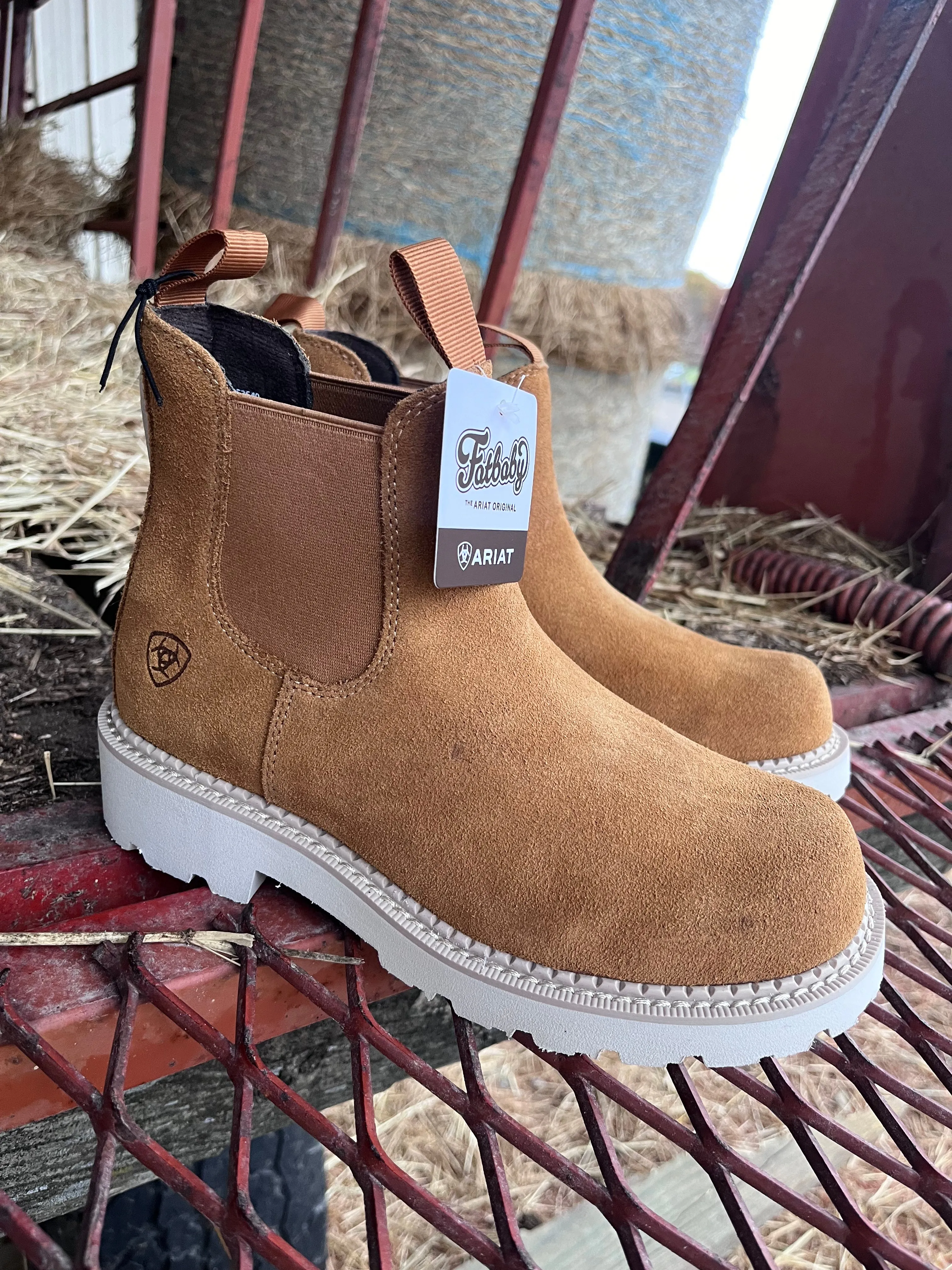 Tall Shaft Ariat Women's Fatbaby Chelsea Wheat Suede Western Cowgirl Boot 10053640