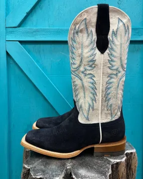 Shock   Absorbing Ariat Women's Frontier Calamity Jane Electric Silver & Polo Blue Roughout Square Toe Cowgirl Boots 10051026