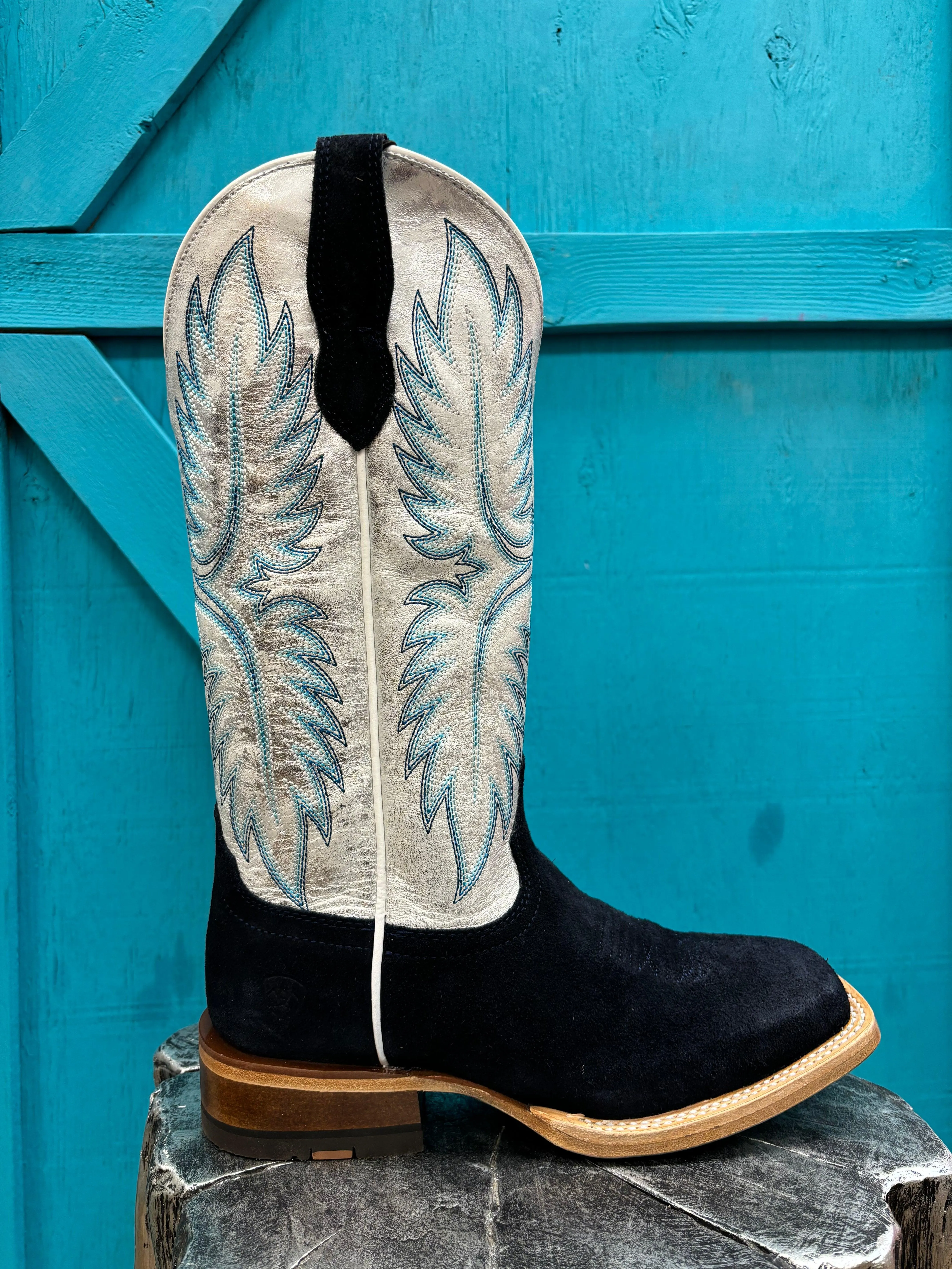 Urban Fit Ariat Women's Frontier Calamity Jane Electric Silver & Polo Blue Roughout Square Toe Cowgirl Boots 10051026