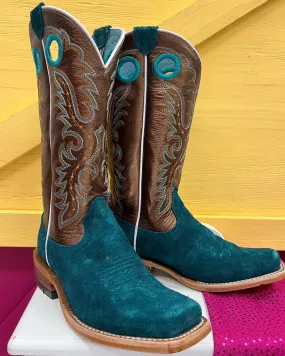 Ariat Women's Futurity Boon Ancient Turquoise Roughout Cowgirl Boots 10044399 Gold Shine Stable Fit