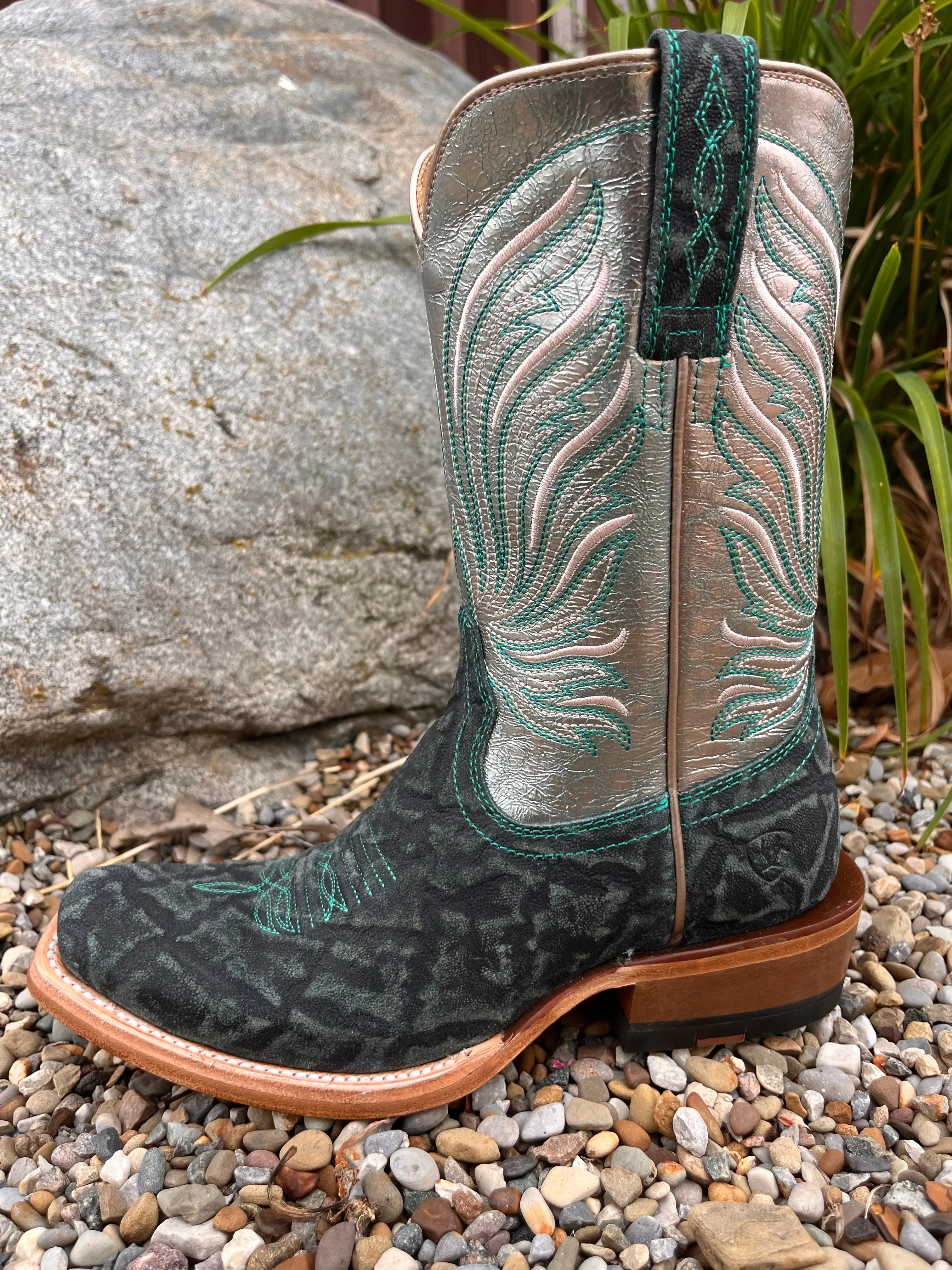 Ariat Women's Futurity Dash Pewter & Mint Green Elephant Print Boots 10053807 insulated