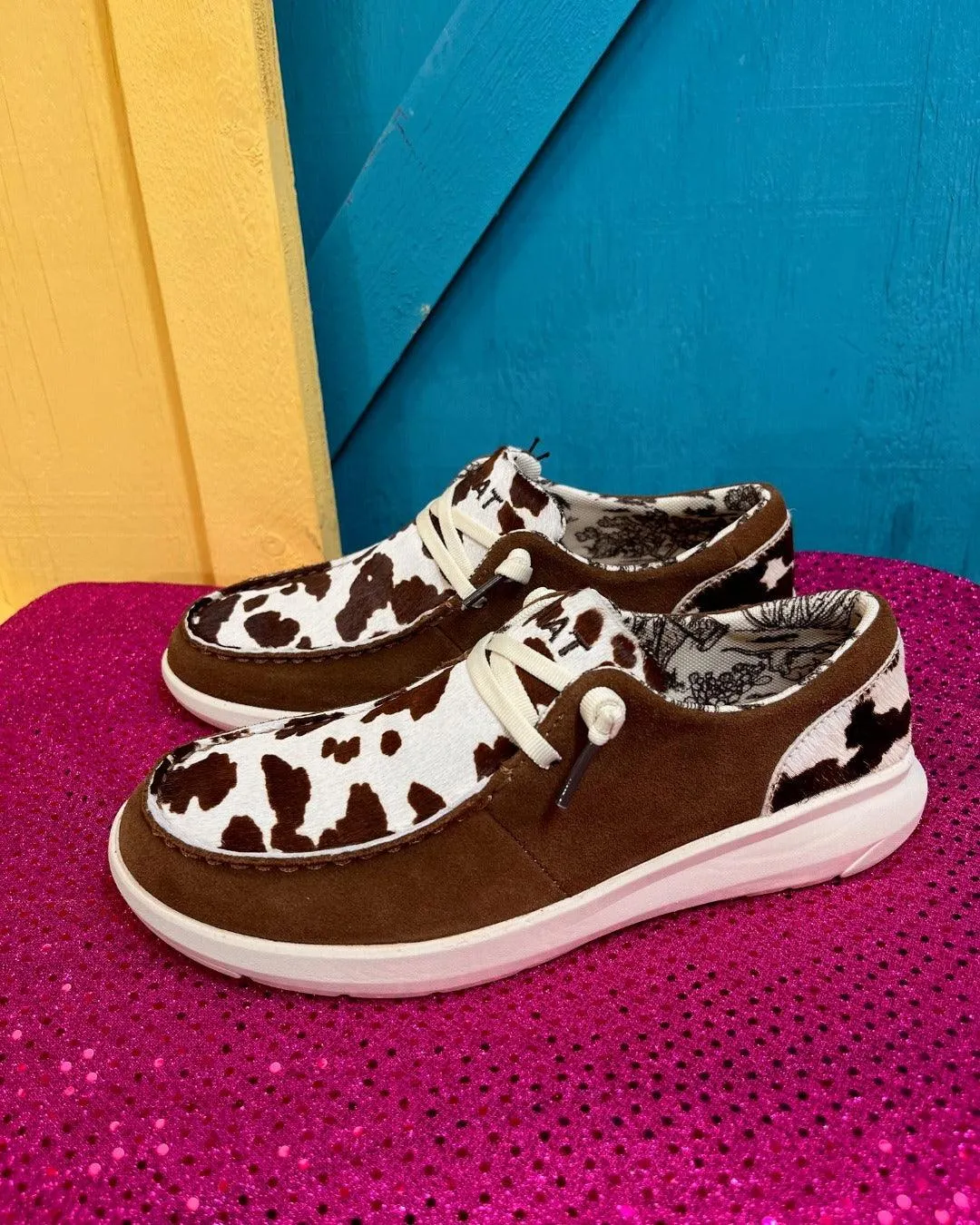 Ariat Women's  Ginger Suede Hair-On Hilo Moc Toe Casual Shoes 10050973 Scandi Clean