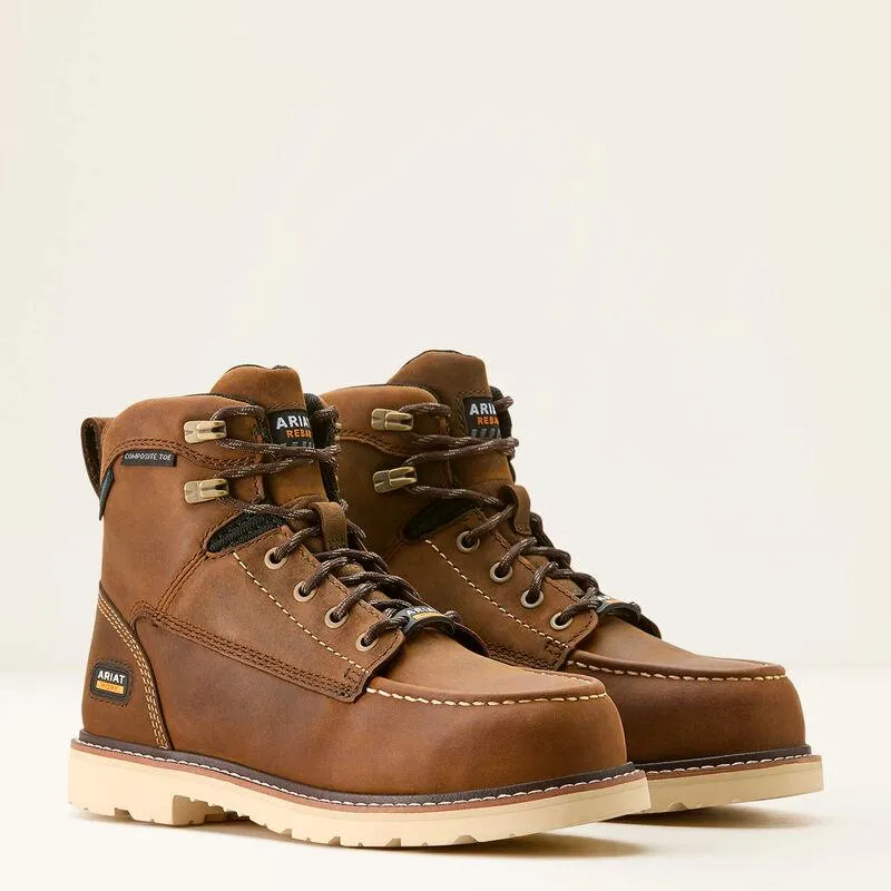 Ariat Women's Rebar Distressed Brown Lift Waterproof Composite Toe Work Boot 10053821 Winter Trail Ready