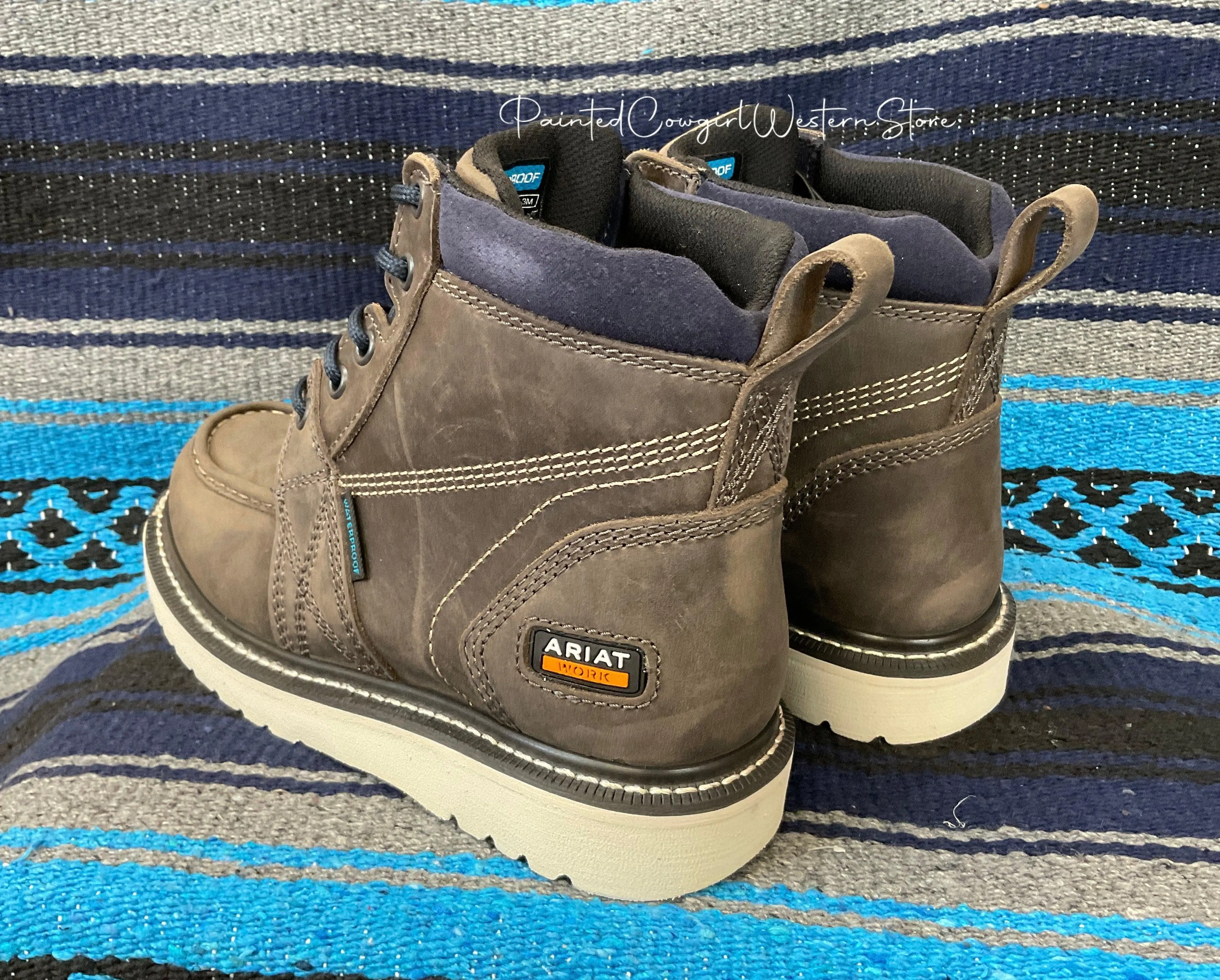 Ariat Women's Rebar Wedge Moc Toe Grey Waterproof Work Boot 10035770 Non Slip Sole All Purpose Footwear