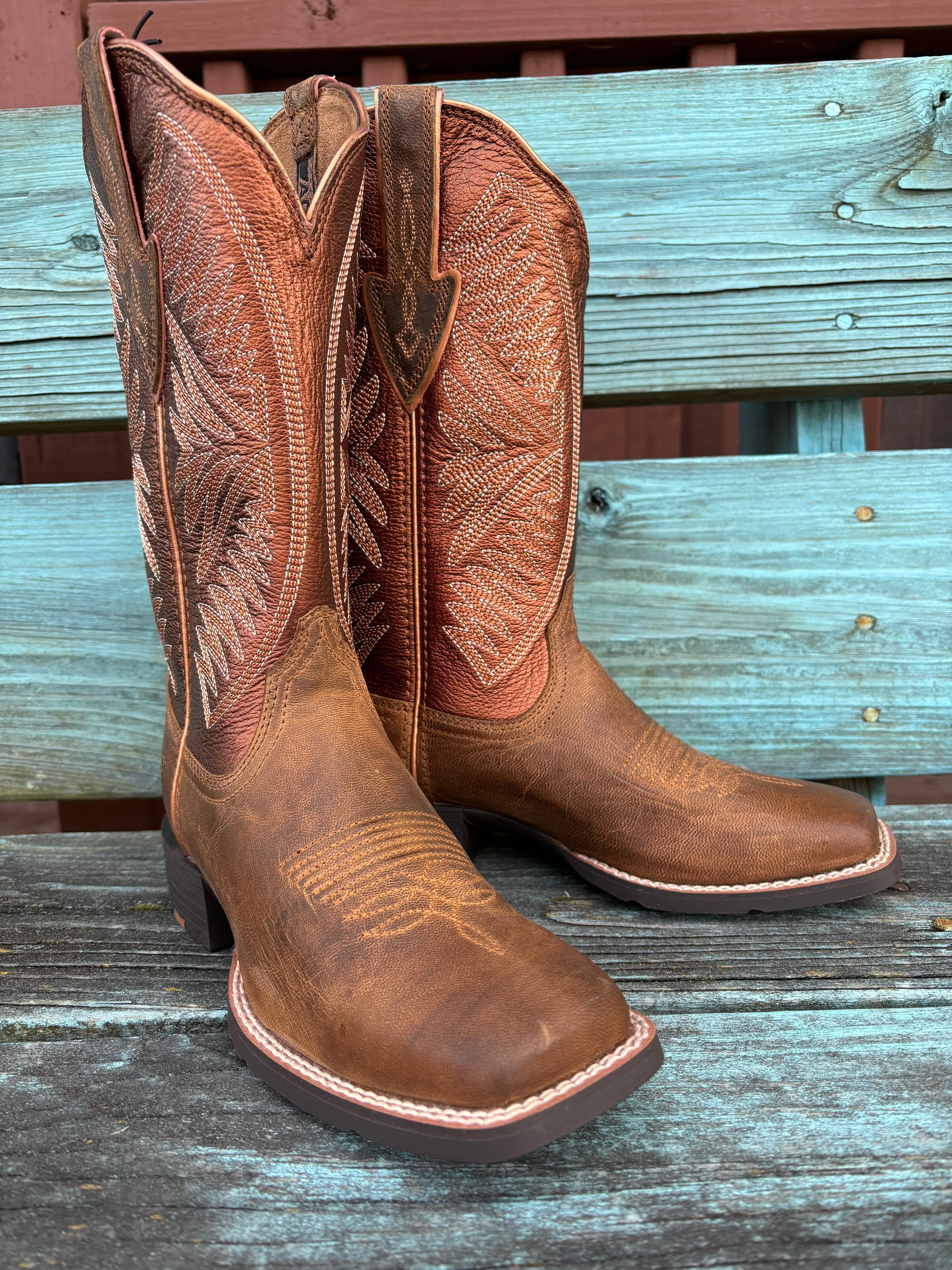 Trail Strength Quick Wear Ariat Women's Round Up Ruidoso Burnished Chestnut Square Toe Cowgirl Boot 10051066