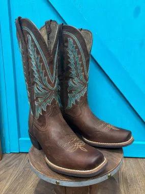 Ariat Women's Sassy Brown Rock Creek Narrow Cutter Toe Cowgirl Boots 10061144 Metallic Buckle Minimal Silhouette