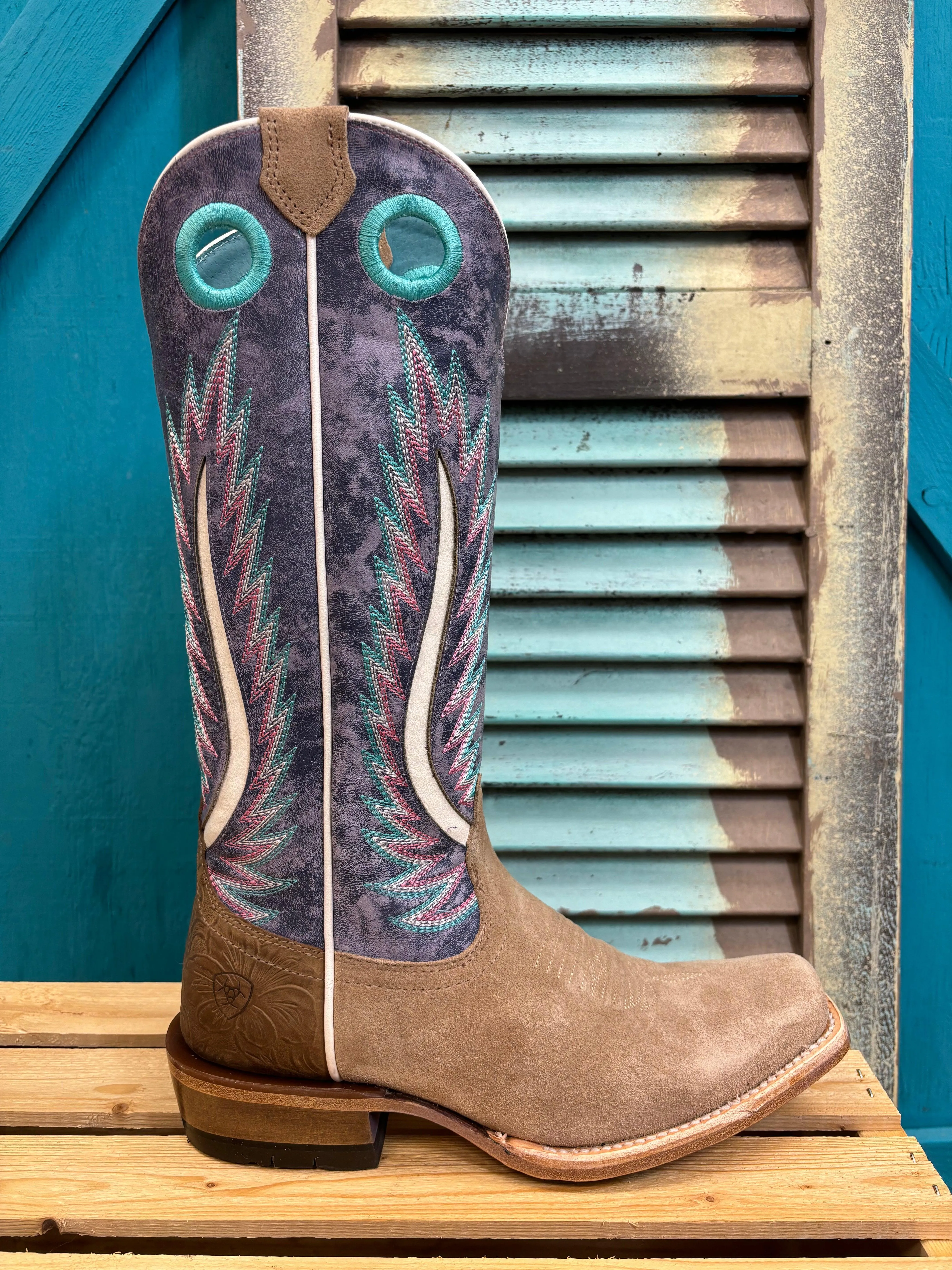 Dry Interior High Lift Ariat Women's Truly Taupe & Lavender Cutter Toe Western Cowgirl Boots 10051018