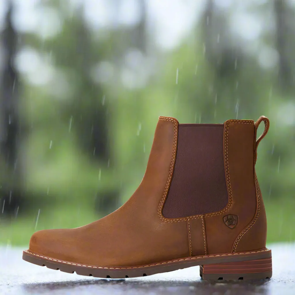 Ariat Women's Wexford Weathered Brown Leather Waterproof Chelsea Boot 10033941 Heavy-Duty Build Comfort Insoles