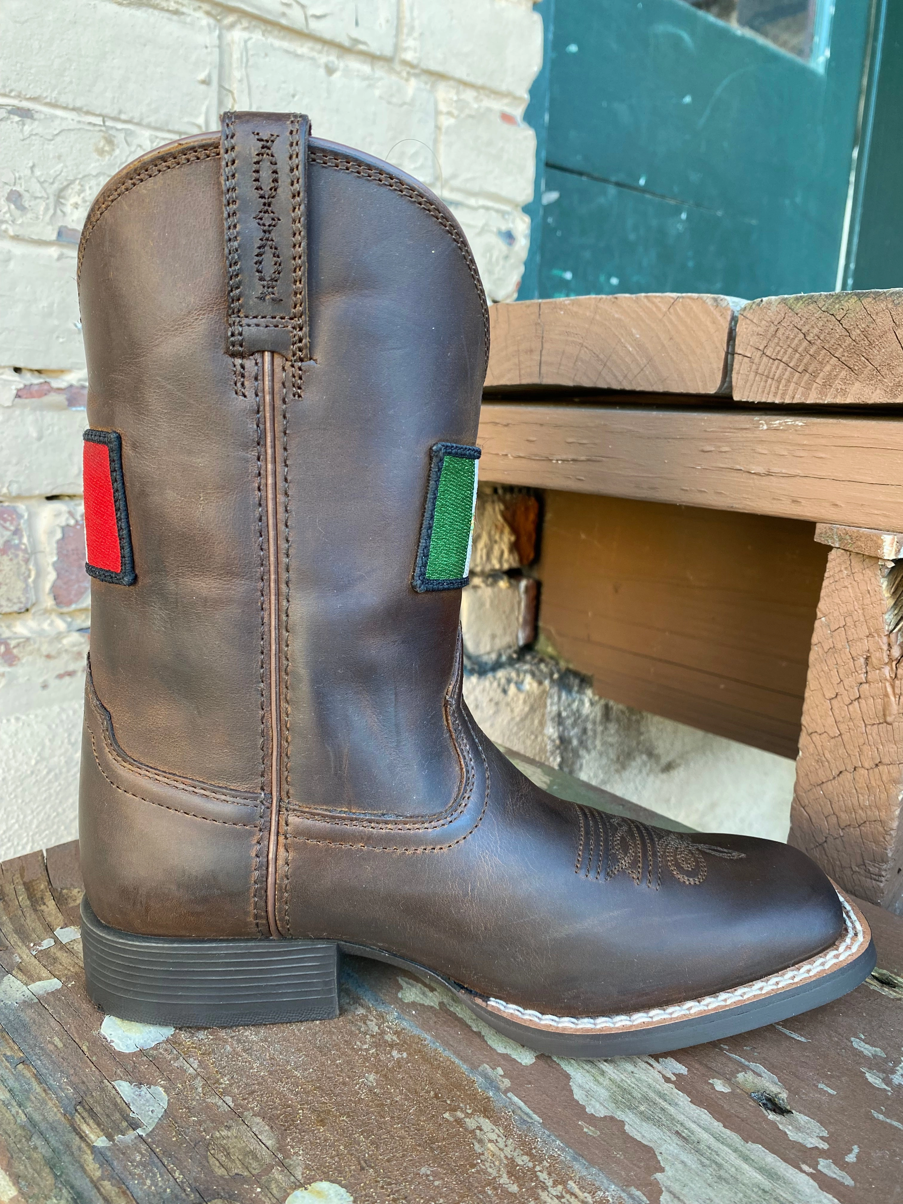 nylon Ariat Children's/Youth Orgullo Mexicano II Square Toe Mexican Flag Cowboy Boots 10039908