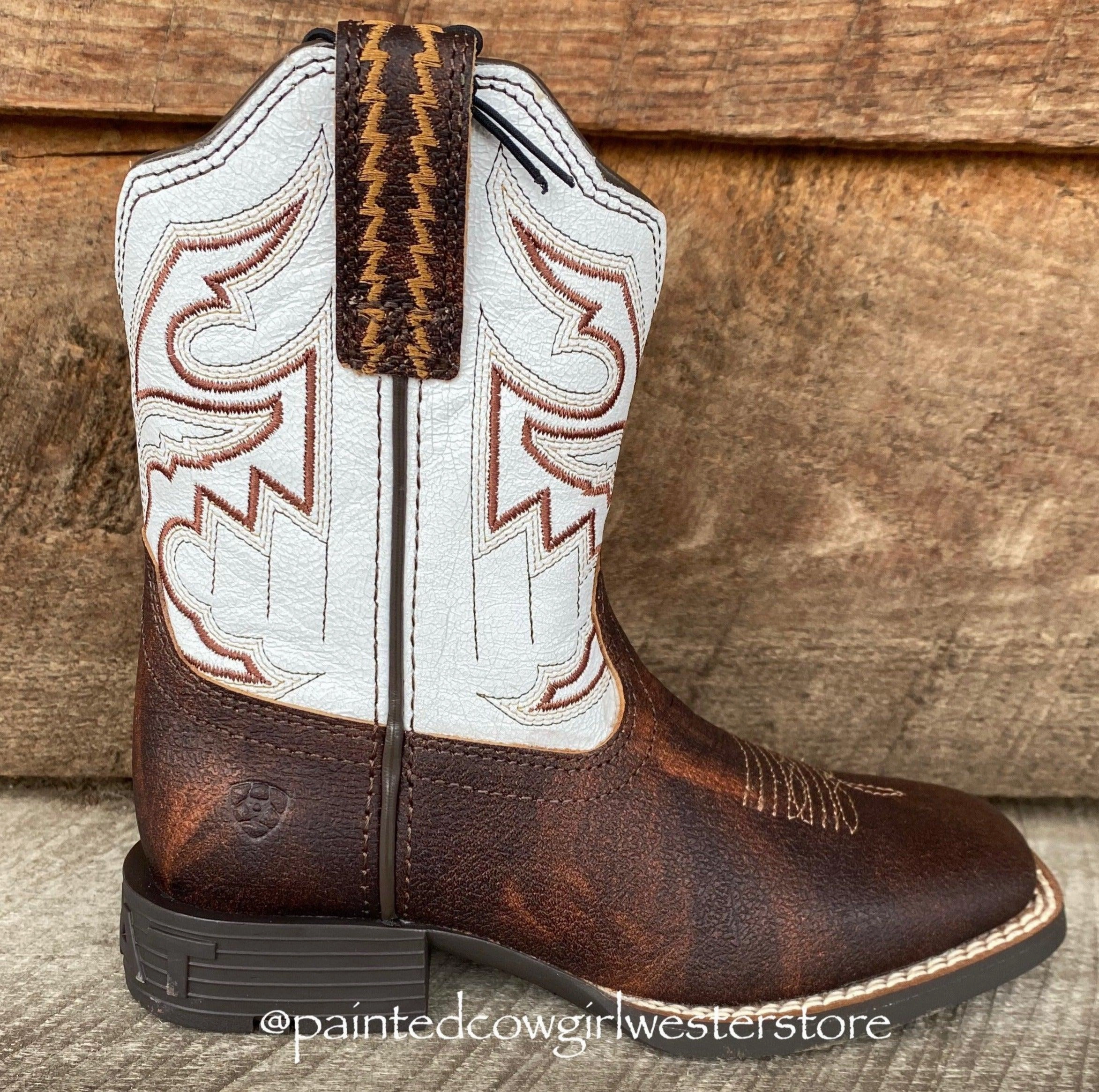 anti-odor Heel Cushion Ariat Children's/Youth Sorting Pen Brown Square Toe Western Cowboy Boots 10035990 10036036