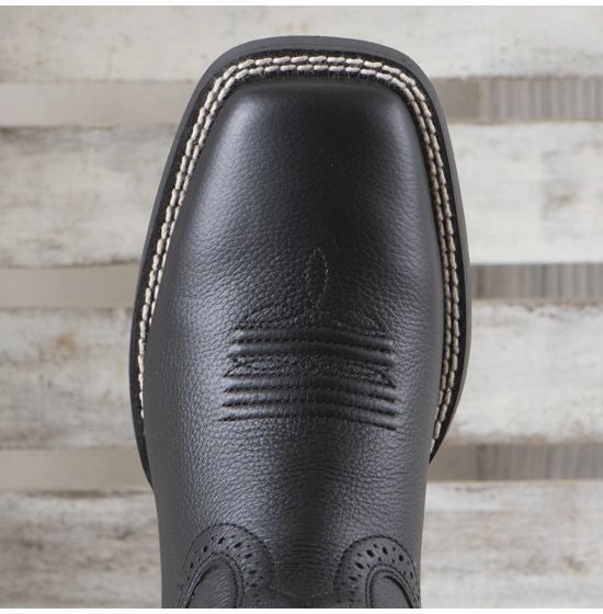 Ariat Children's/Youth Tycoon Black Leather Square Toe Cowboy Boots 10029627 Warm Interior