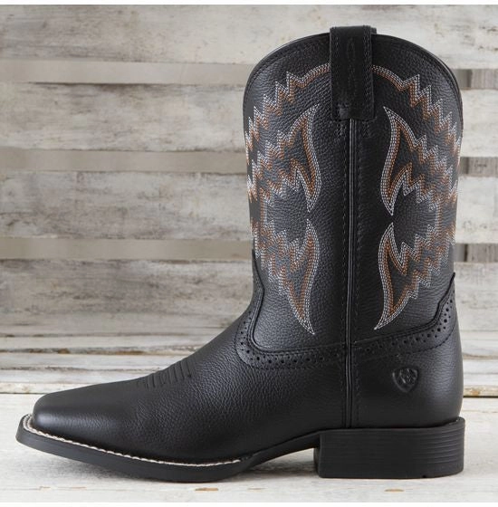 Ariat Children's/Youth Tycoon Black Leather Square Toe Cowboy Boots 10029627 Freelancer High Arch