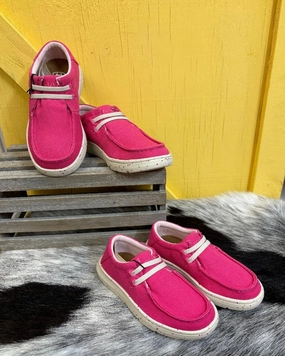 Ariat Girl's Hottest Pink Hilo Moc Toe Canvas Casual Shoes 10050909 Dry Guard