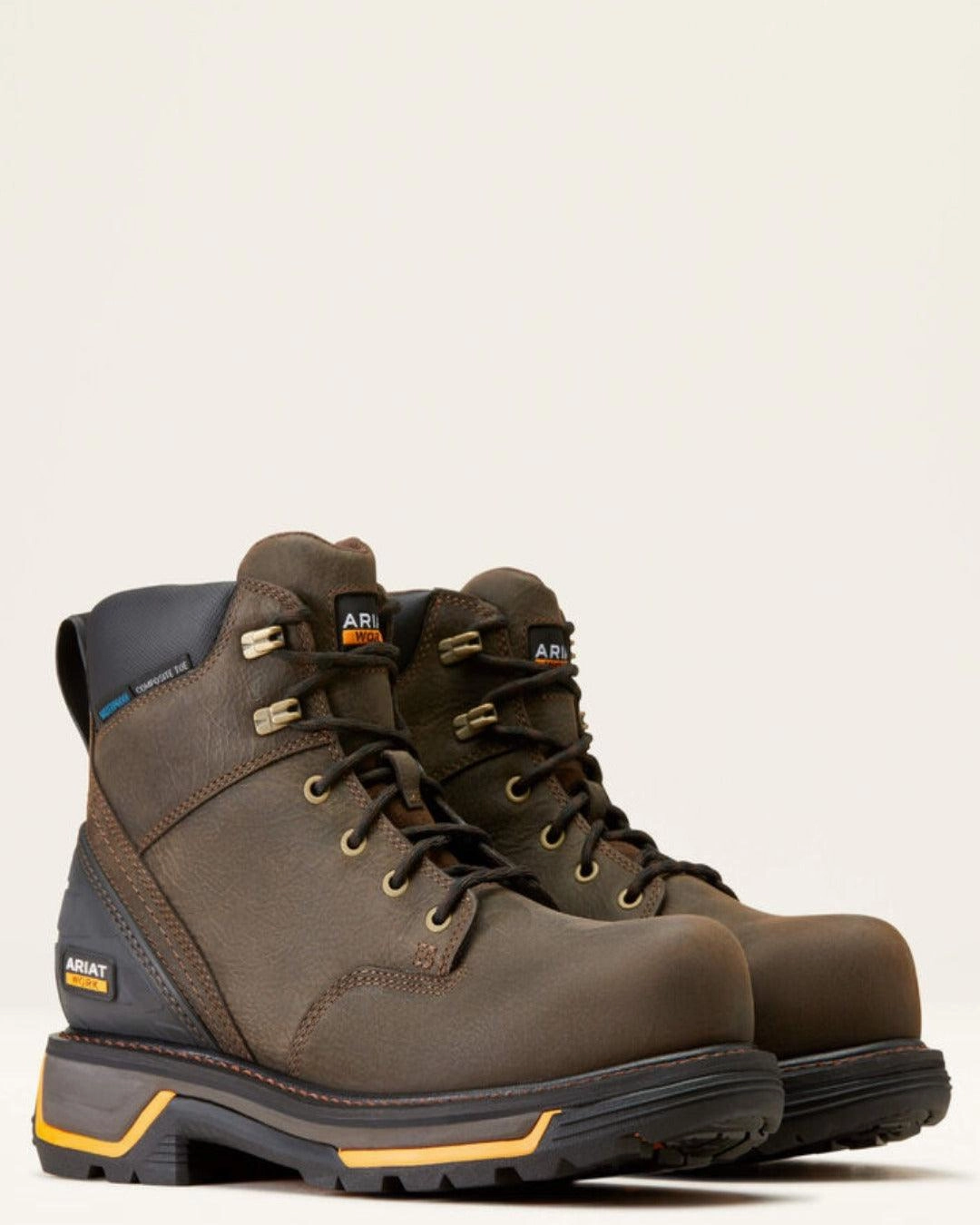 Supportive sole Elasticated Ariat Men's Big Rig 6" Waterproof Composite Toe Work Boot 10042550