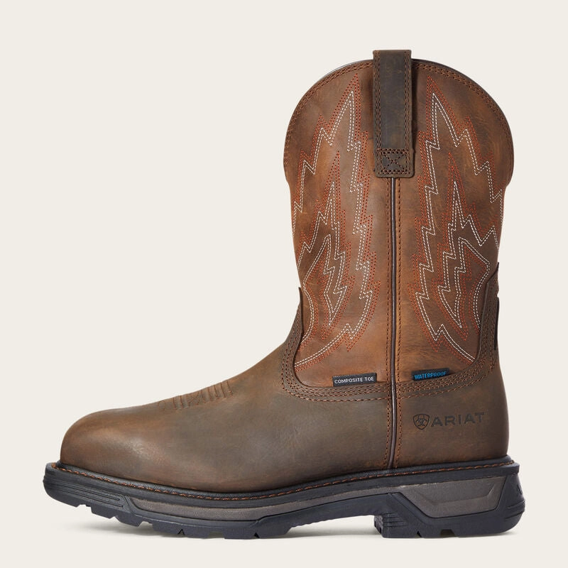 Ariat Men's Big Rig H2O Distressed Brown Waterproof Square Toe Work Boot 10033991 Lift Up Waterproof Design