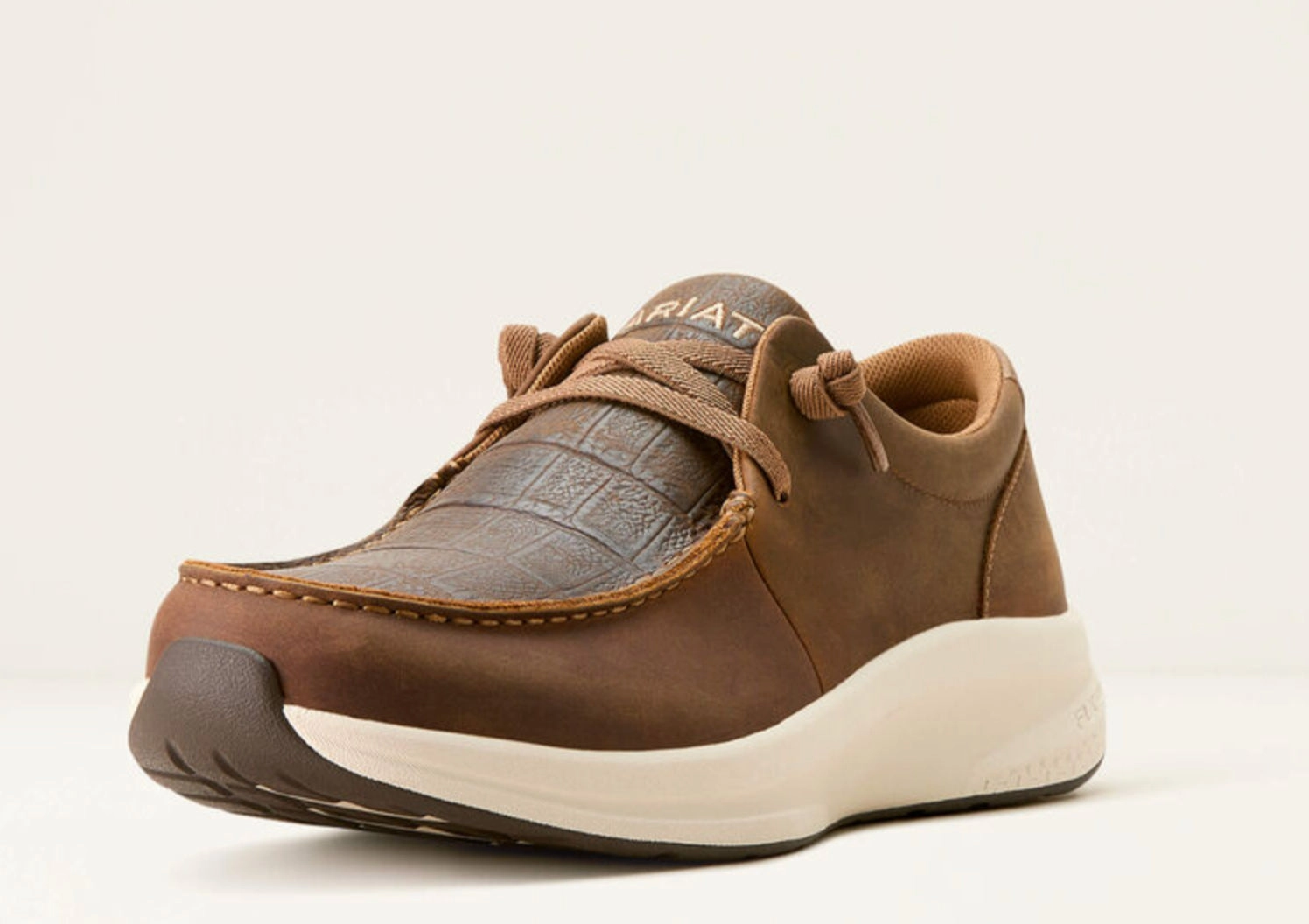 Ariat Men's Distressed Brown & Dark Tan Crocodile Print Buckeye Casual Shoe 10053759 Matte Base