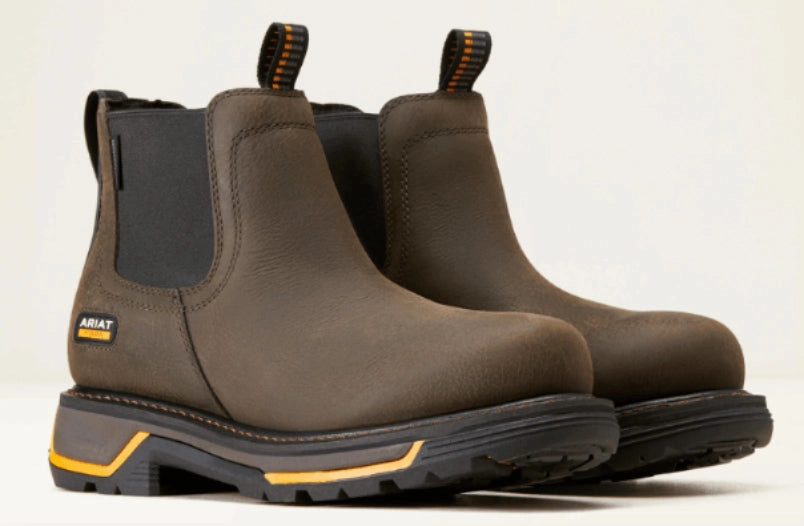 Extreme Grip Ariat Men's Iron Coffee Brown Leather Big Rig Chelsea Waterproof Work Boot 10042545