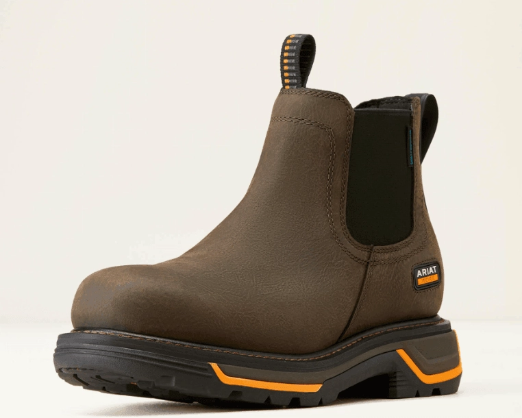 Ariat Men's Iron Coffee Brown Leather Big Rig Chelsea Waterproof Work Boot 10042545 Easy Entry Comfortable Footwear