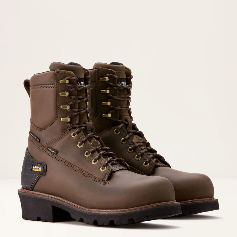 Ariat Men's Powerline 8" Waterproof Composite Toe 400g Insulated Work Boot 10018567 Trail Strength