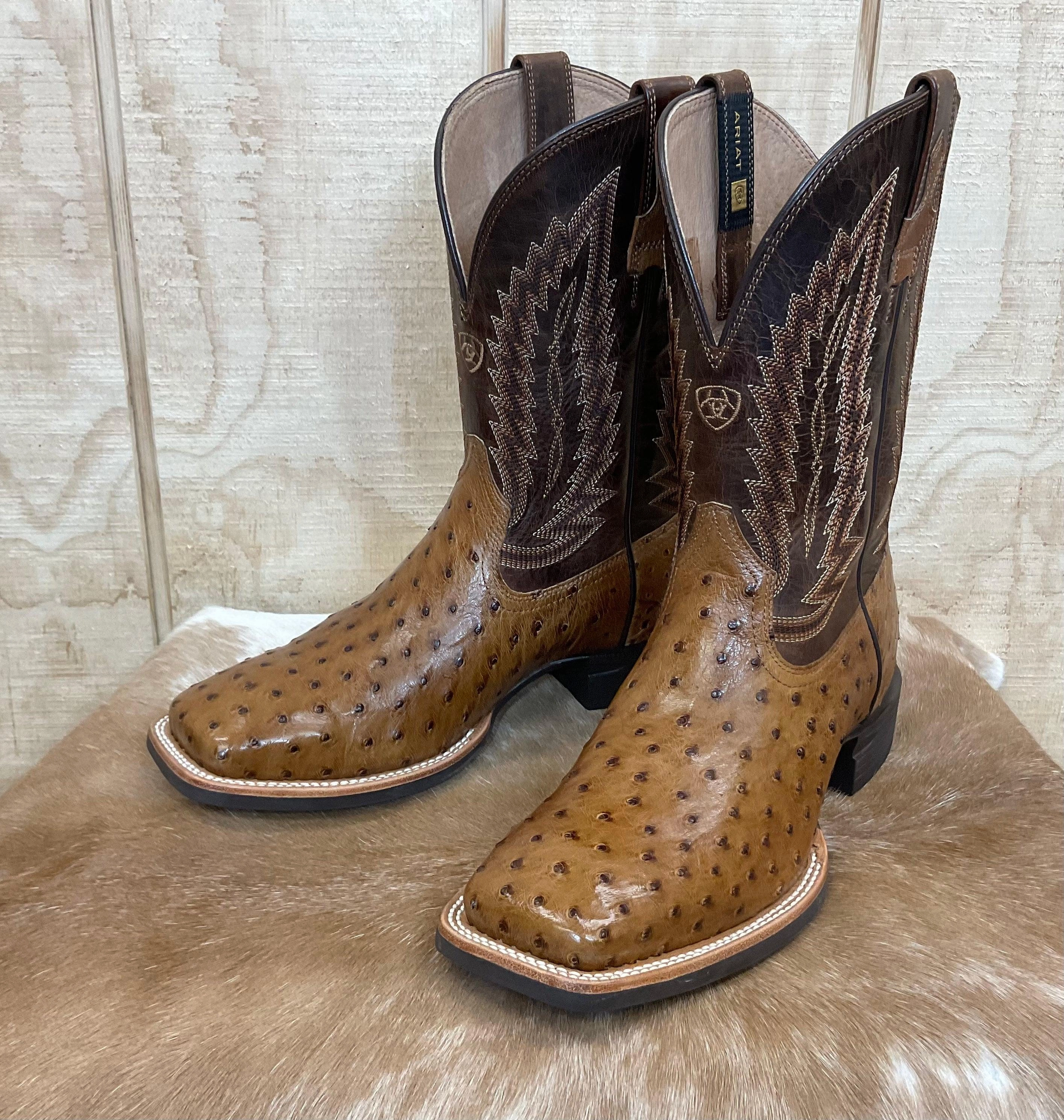 Ariat Men's Quantum Full Quill Ostrich Square Toe Cowboy Boots 10040281 Street Utility