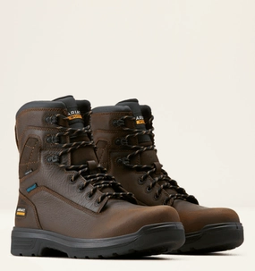 Training Ground Urban Everyday Ariat Men's Rich Brown Turbo 8" H2O Waterproof Carbon Toe Lace Up Work Boots 10050823