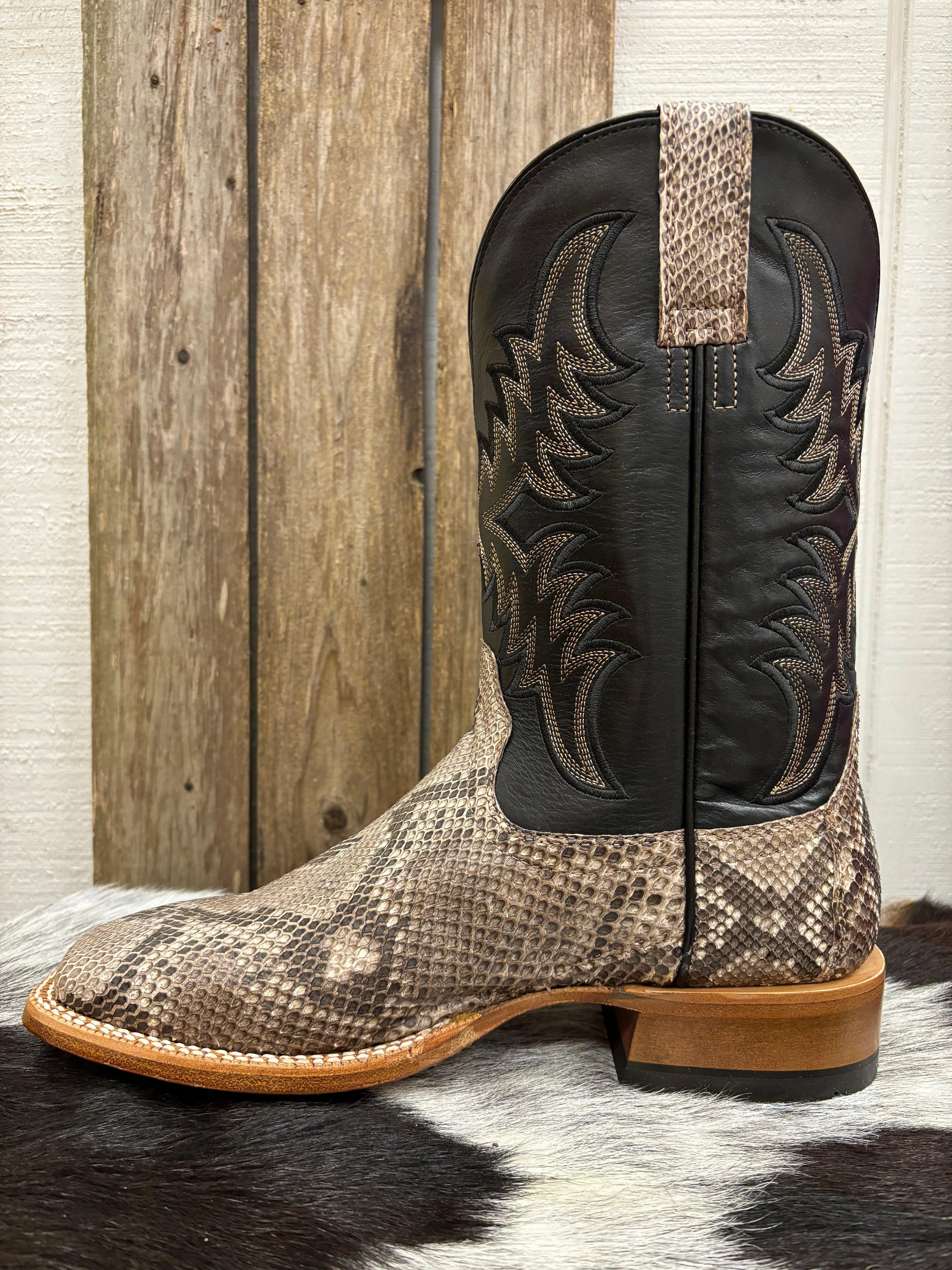 Ariat Men's Tan Python & Ancient Black Dry Gulch Square Toe Cowboy Boots 10047081 Shank