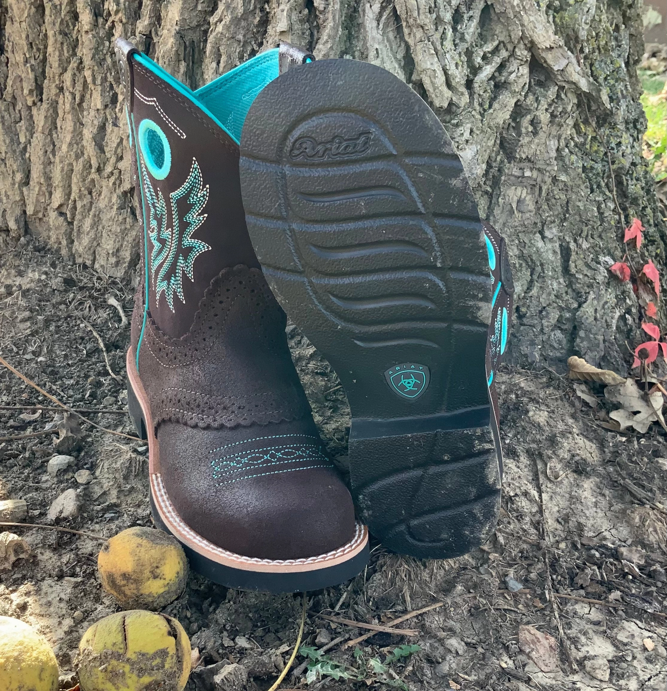 Soft Inner Lining Rough Walk Ariat Toddler/Children's/Youth Royal Chocolate Fatbaby Western Cowgirl Boots 10042537