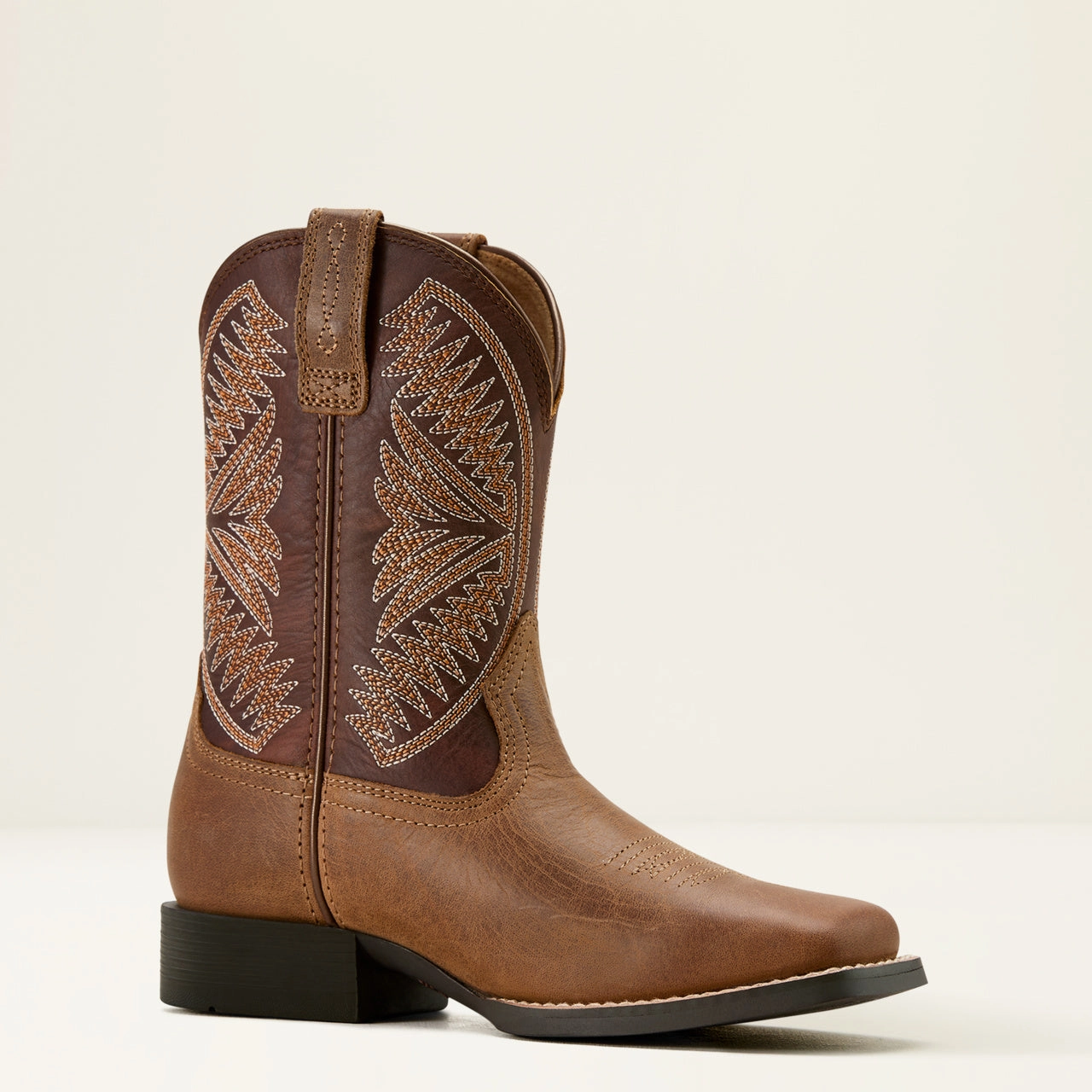 Ariat Toddler/Childrens/Youth Pearl/Chocolate Brown Ruidoso Square Toe Western Cowboy Boots 10061136 Quick Comfort Tiger Mark