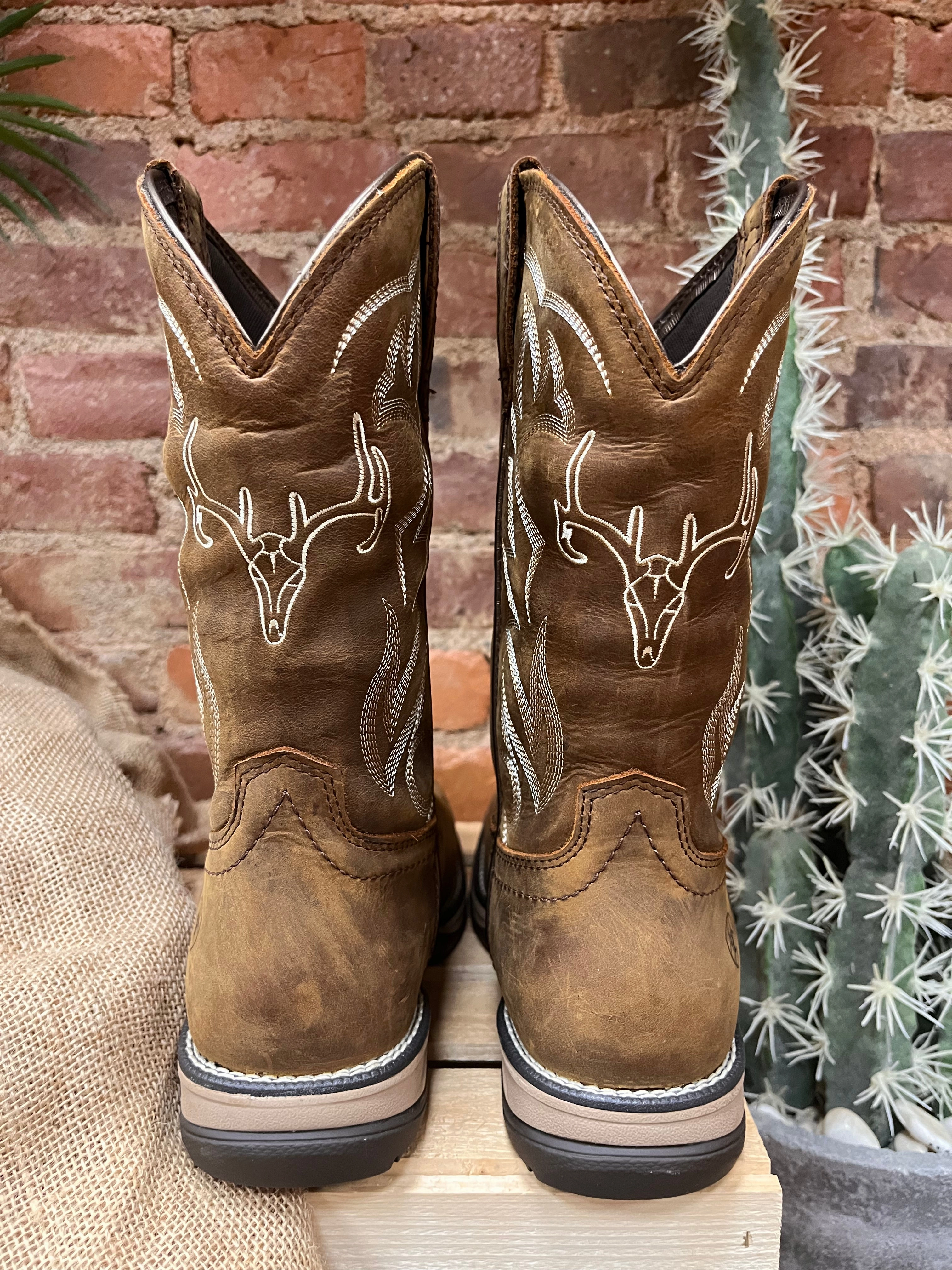 Ariat Women's Anthem Deer Waterproof Brown Leather Cowgirl Boots 10042593 Reliable Protection Soft Lining