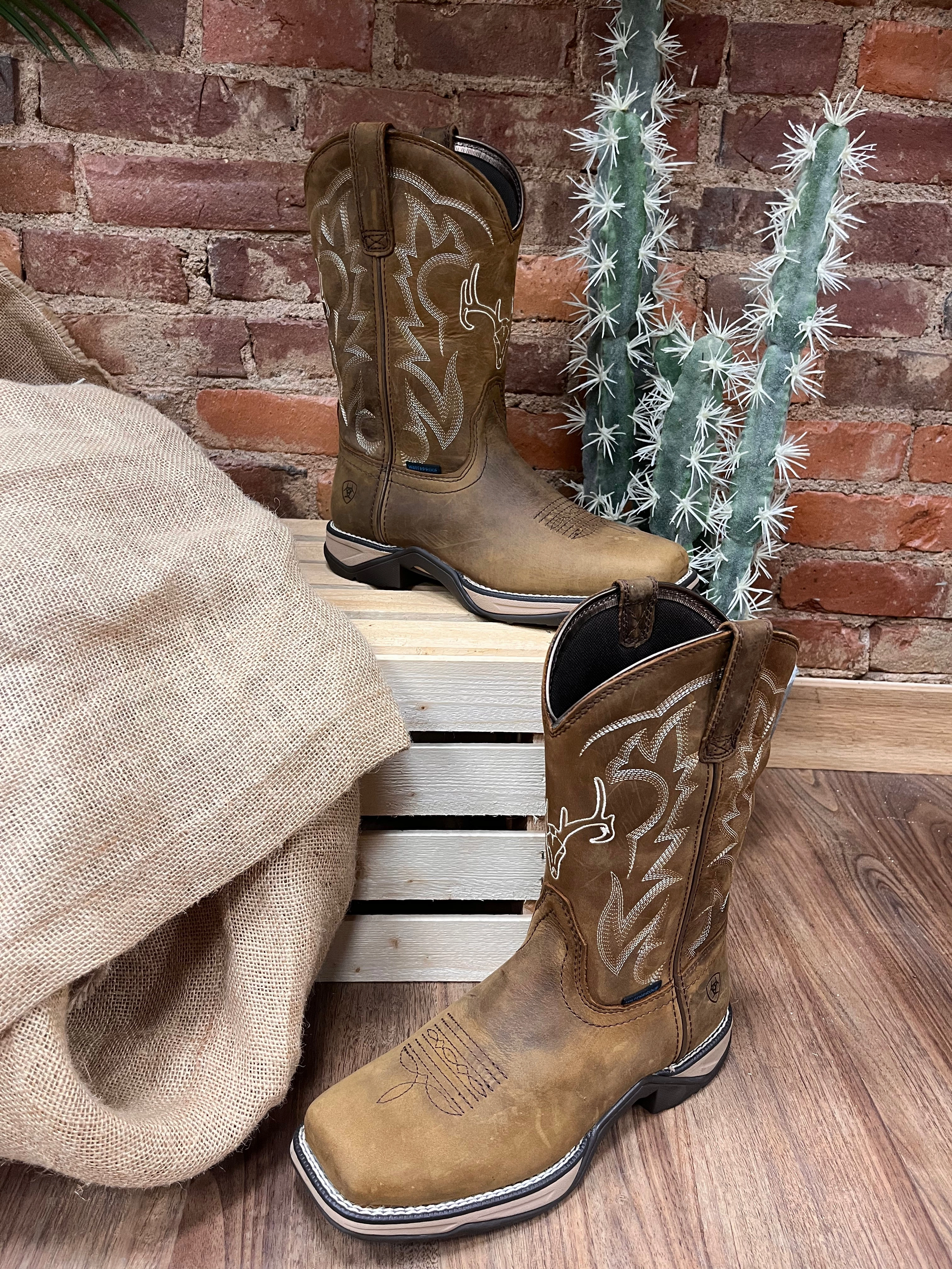 Casual Adventure Ariat Women's Anthem Deer Waterproof Brown Leather Cowgirl Boots 10042593