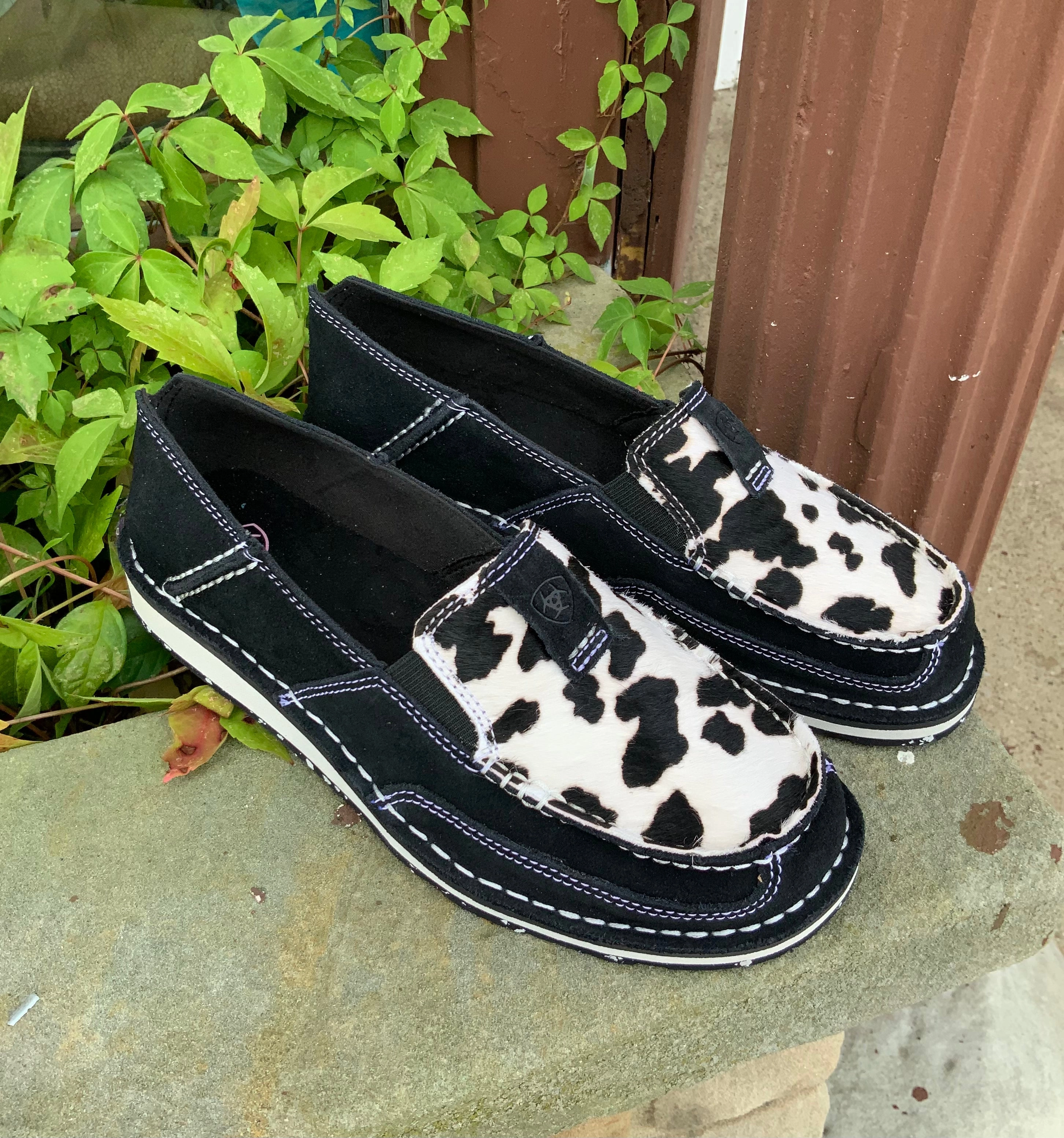 Ariat Women's Black Suede Hair-On Cowprint Leather Cruiser Shoes 10042529 Sport Active
