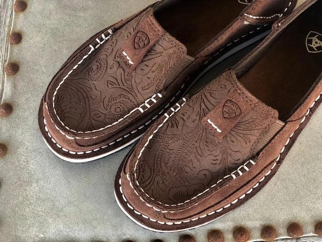 Durable   construction Anytime Fit Ariat Women's Brown Suede Embossed Leather Cruiser Shoes 10031609