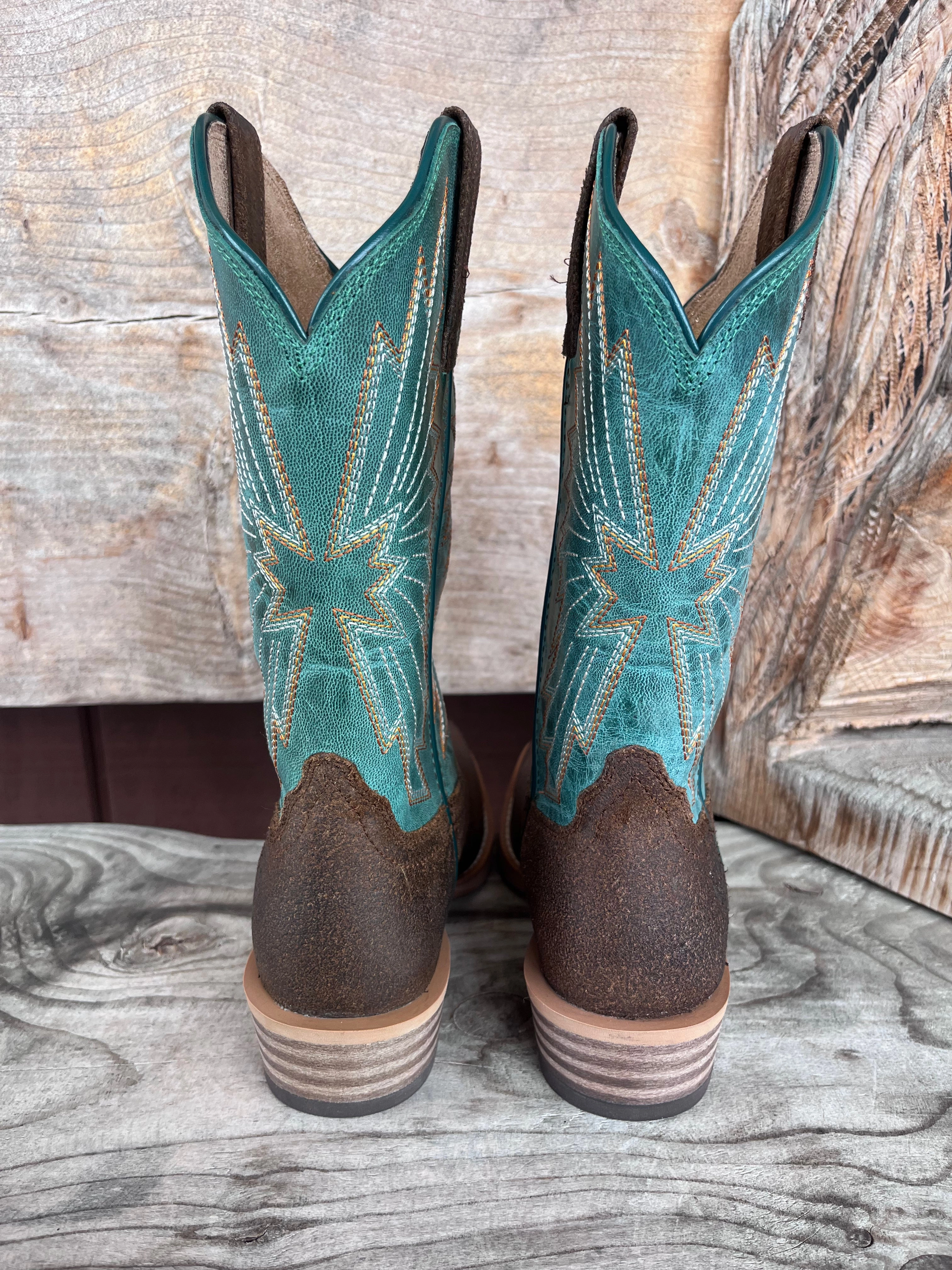 reinforced sole Ariat Women's Decatur Aged Smokehouse & Racing Green Cutter Toe Western Cowgirl Boot 10053604