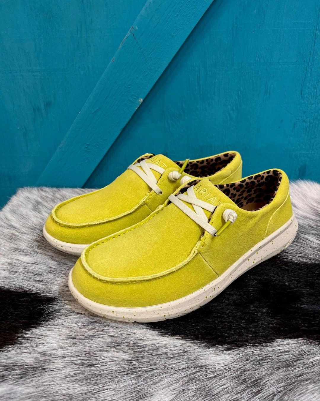 Zip Up Ariat Women's Electric Lime Yellow-Green Hilo Suede Moc Toe Casual Shoes 10050970