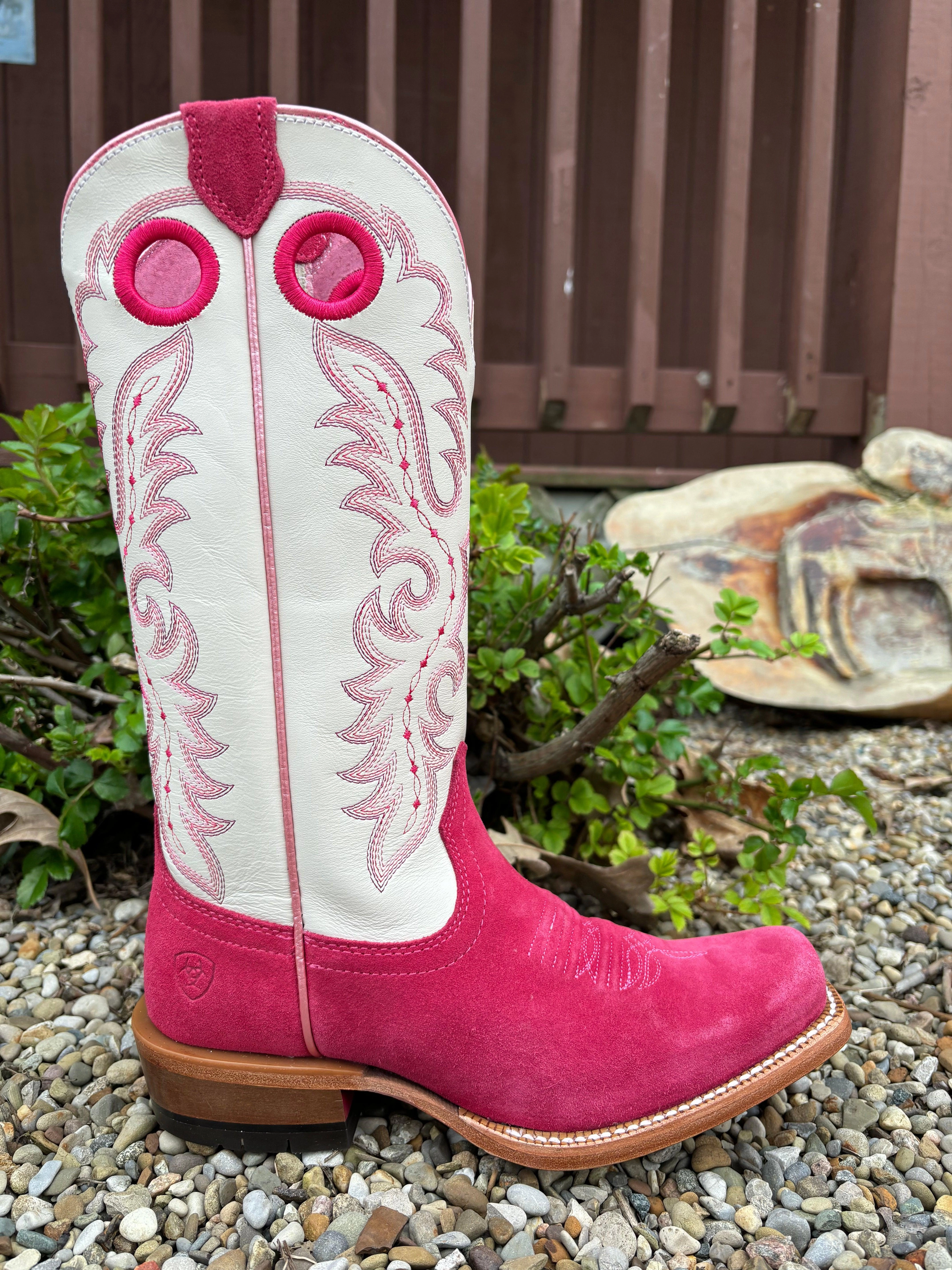Multi Surface Weekend Fit Ariat Women's Futurity Boon Deep Azalea & Blanco Roughout Western Cowgirl Boots 10051040