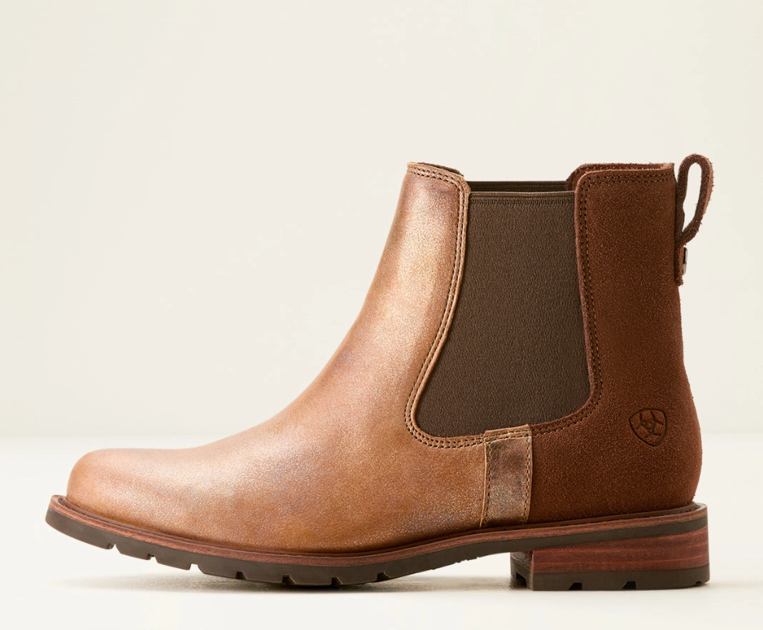 Ariat Women's Metallic Brown & Polo Wexford Lug Chelsea Bootie 10053727 Croc Look