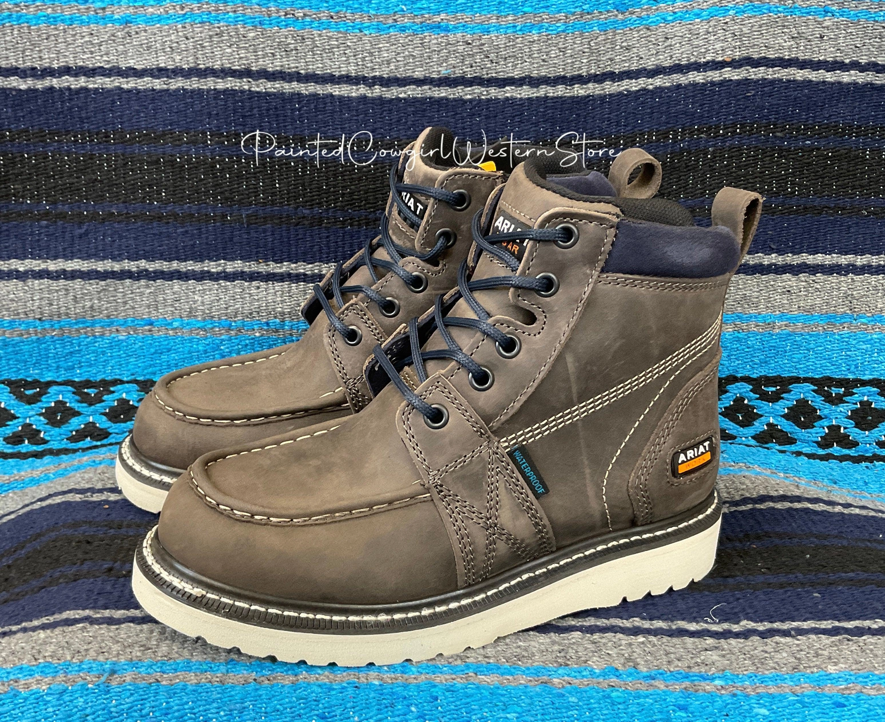 Ariat Women's Rebar Wedge Moc Toe Grey Waterproof Work Boot 10035770 Sturdy Fit Footwear