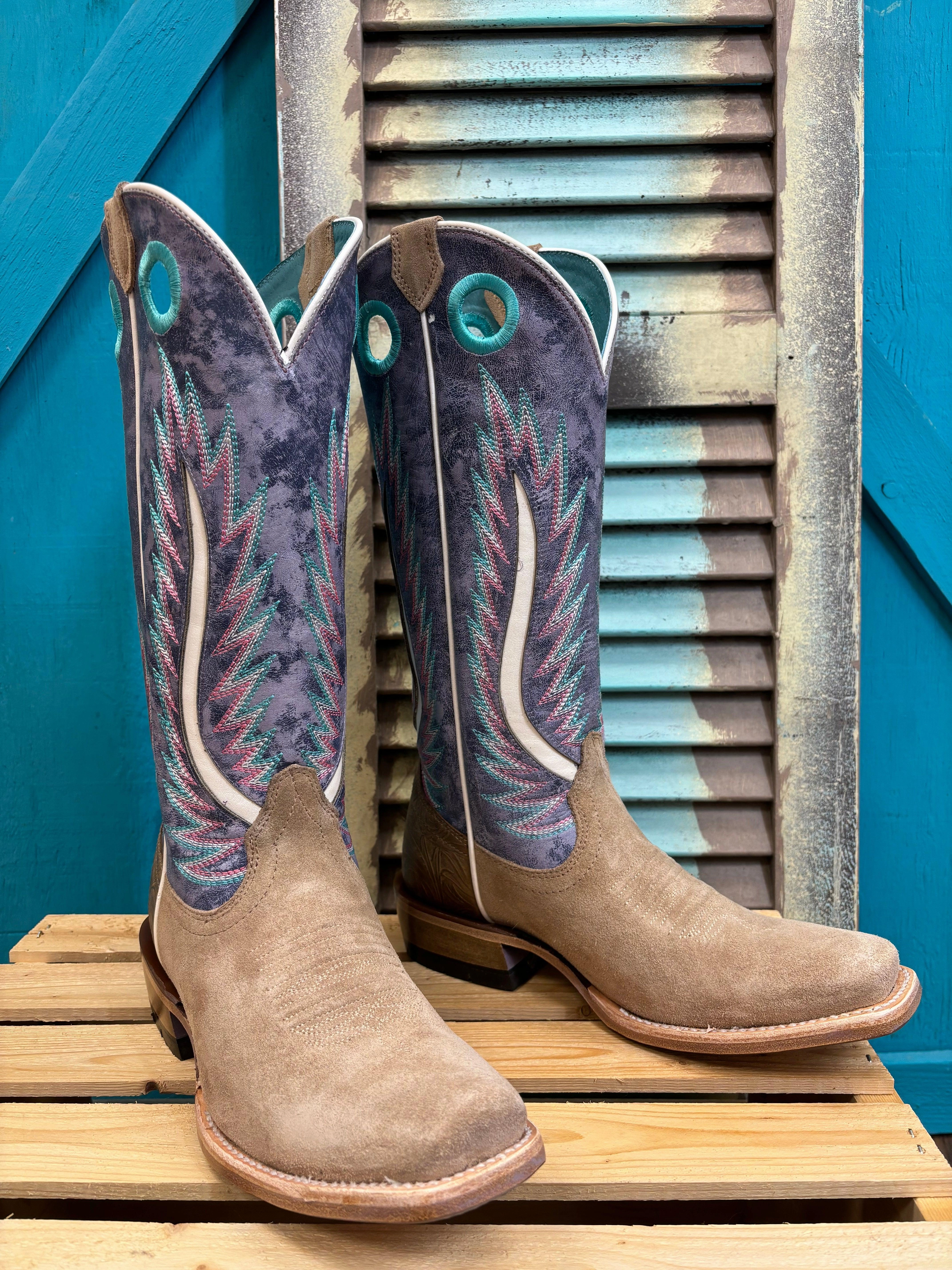 Comfortable Boots Ariat Women's Truly Taupe & Lavender Cutter Toe Western Cowgirl Boots 10051018