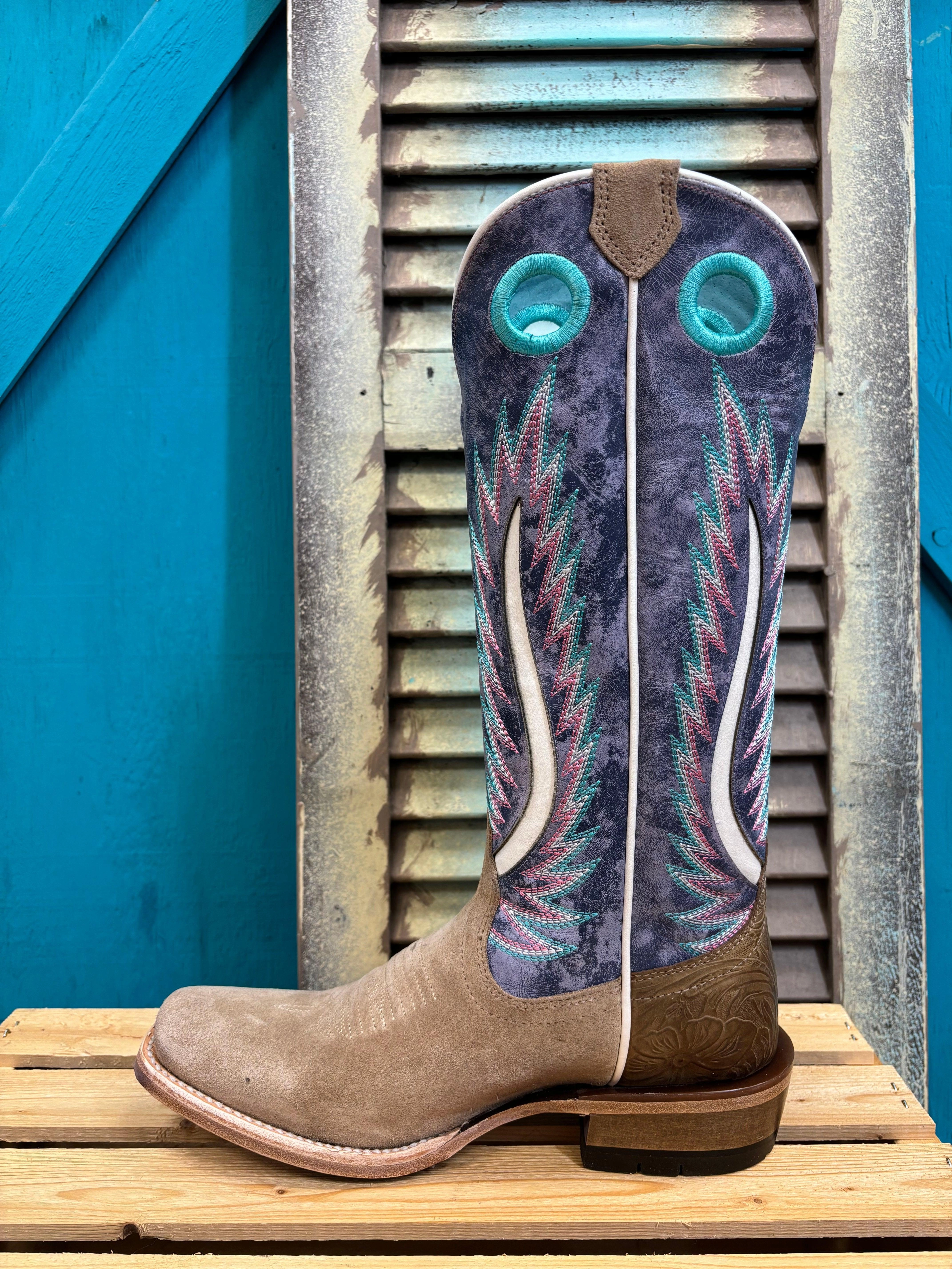 Tokyo Mode Ariat Women's Truly Taupe & Lavender Cutter Toe Western Cowgirl Boots 10051018