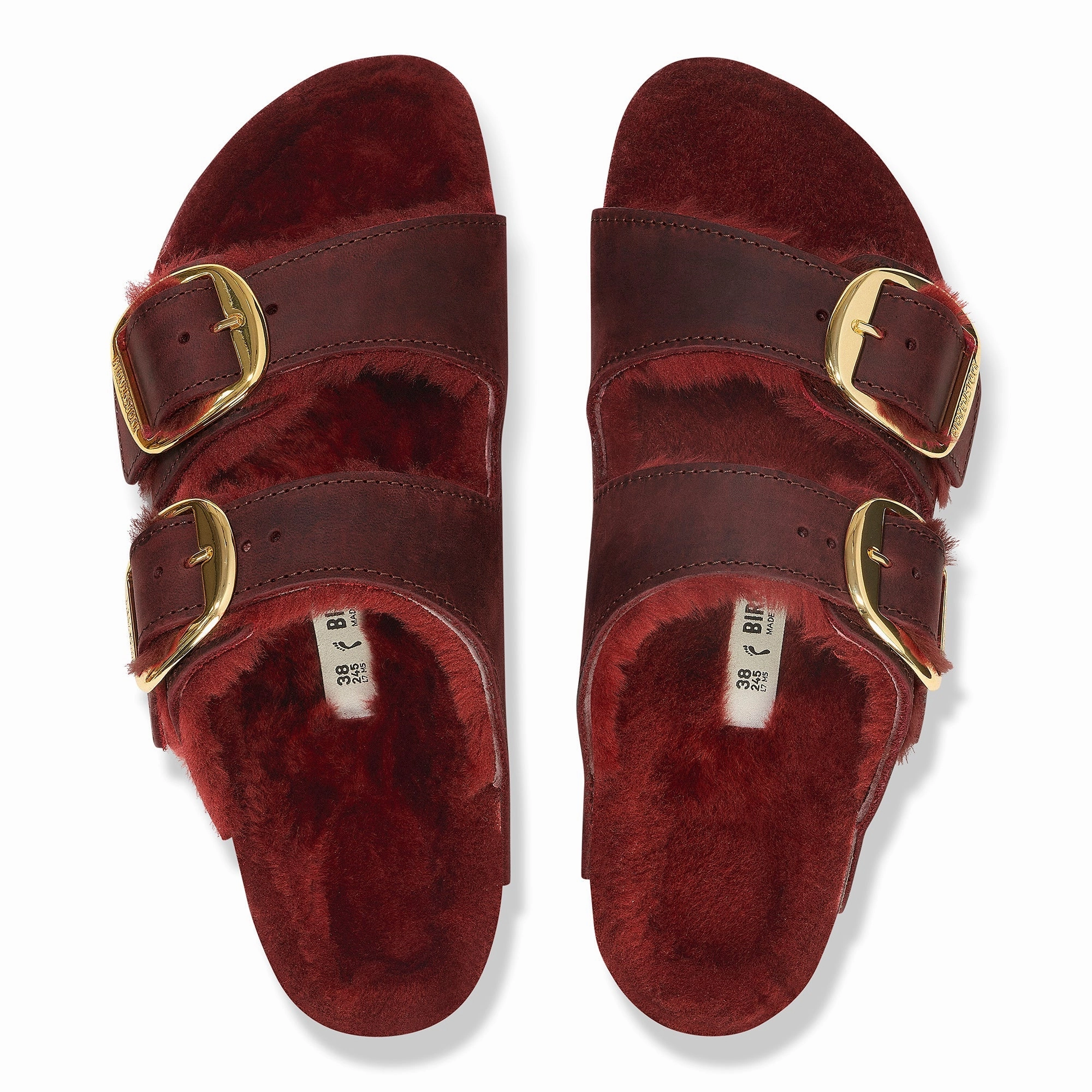 Arizona Big Buckle | Oiled Leather/Shearling | Zinfandel Fashionable Flip-flops for Travel