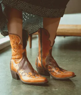 Water Resistant Bed Stu Women's Deuce Pecan Almond Rustic Snip Toe Fashion Cowgirl Boot F328041-PARS