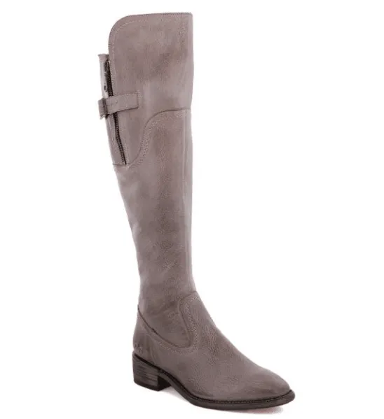 Retro feel Night Out Bed Stu Women's Kathleen Icicle Rustic Grey Leather Tall Fashion Boots F393027-ICRS