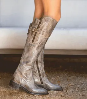 Festival Ground Anti   Slip Sole Bed Stu Women's Kathleen Icicle Rustic Grey Leather Tall Fashion Boots F393027-ICRS