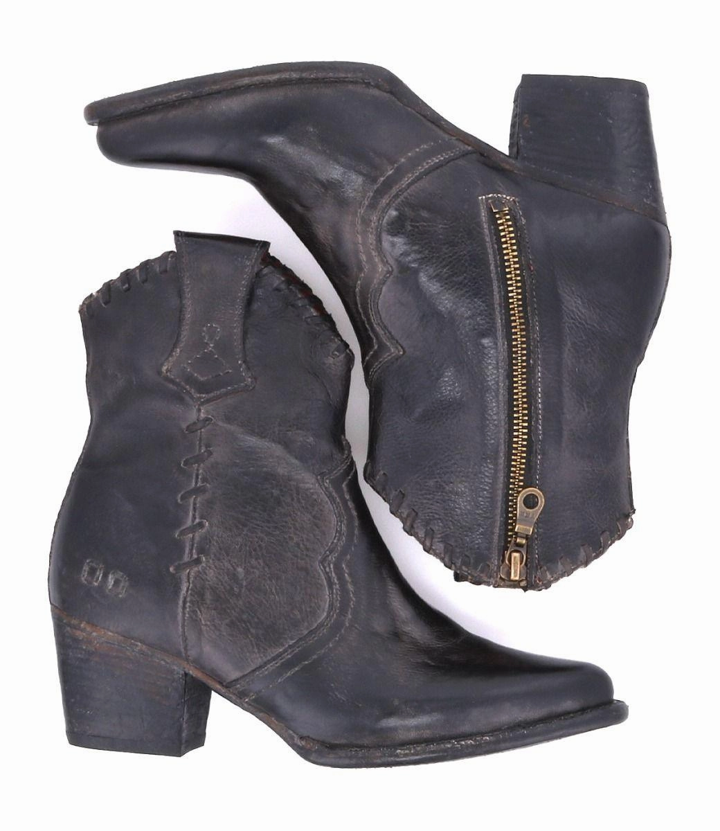 Snow Explorer Bed Stu Women's Baila II Black Rustic Leather Tremolo Short Ankle Boots F328036-BKRSTR
