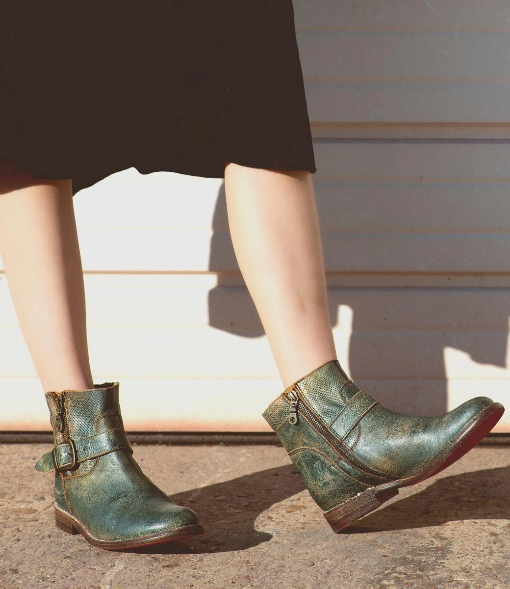 Bed Stu Women's Becca Dark Teal Lux Leather Mason Ankle Boots F321118 Ankle Coverage