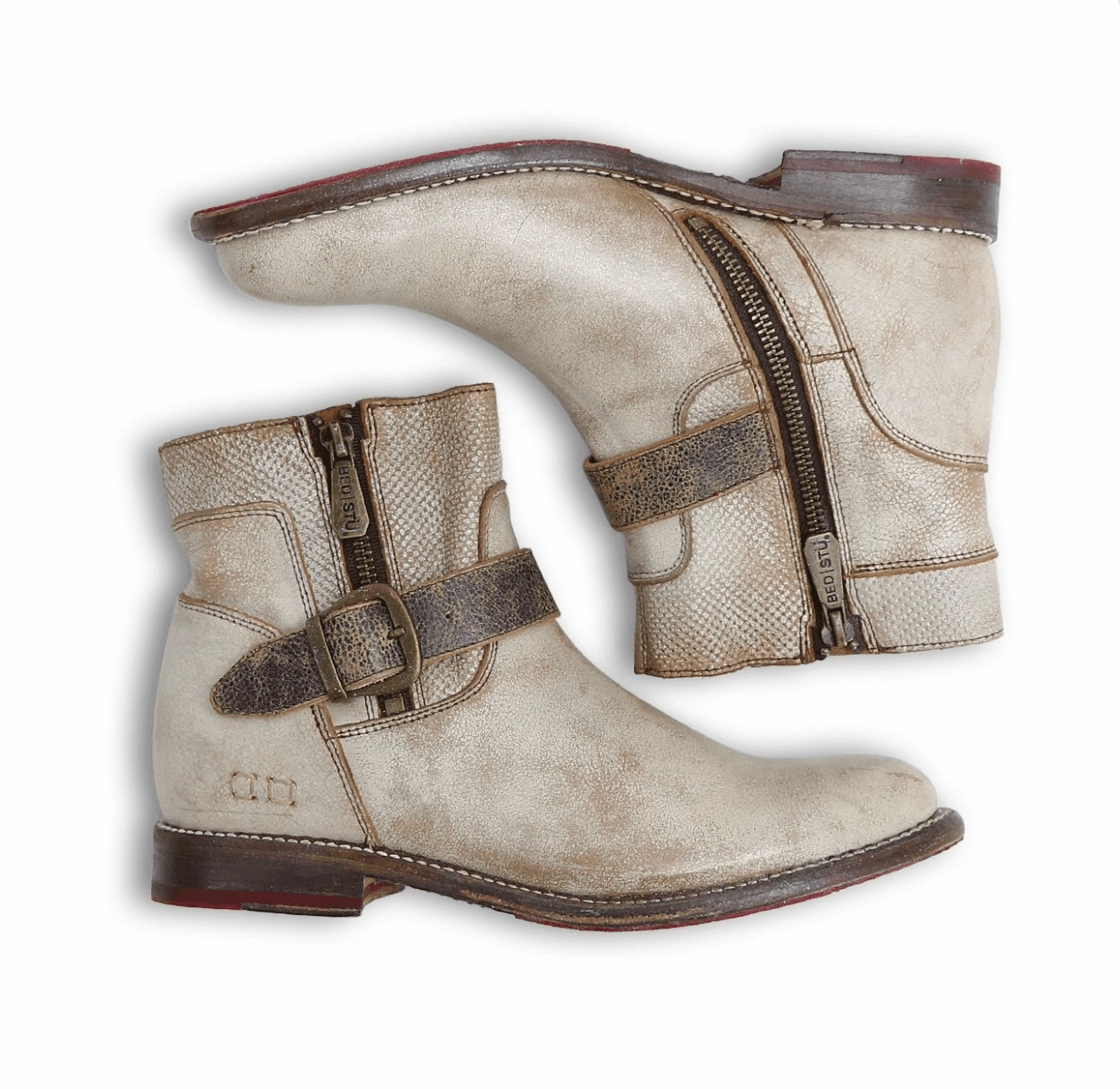 Bed Stu Women's Becca Nectar Lux Rustic White Leather Ankle Boots F321118 NTBK packable