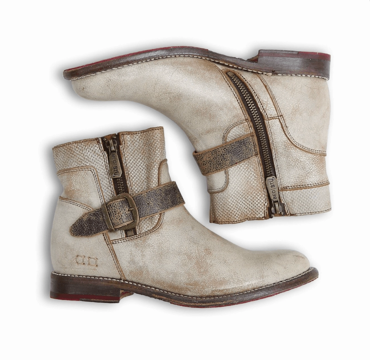 Bed Stu Women's Becca Nectar Lux Rustic White Leather Ankle Boots F321118 NTBK Street Style Shock absorption