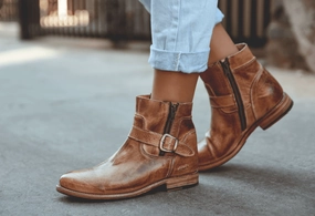 Flexible Upper Bed Stu Women's Becca Tan Rustic Leather Ankle Boots F321118