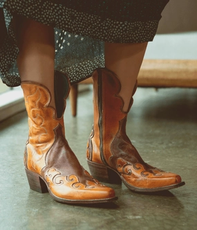 Water Resistant Bed Stu Women's Deuce Pecan Almond Rustic Snip Toe Fashion Cowgirl Boot F328041-PARS